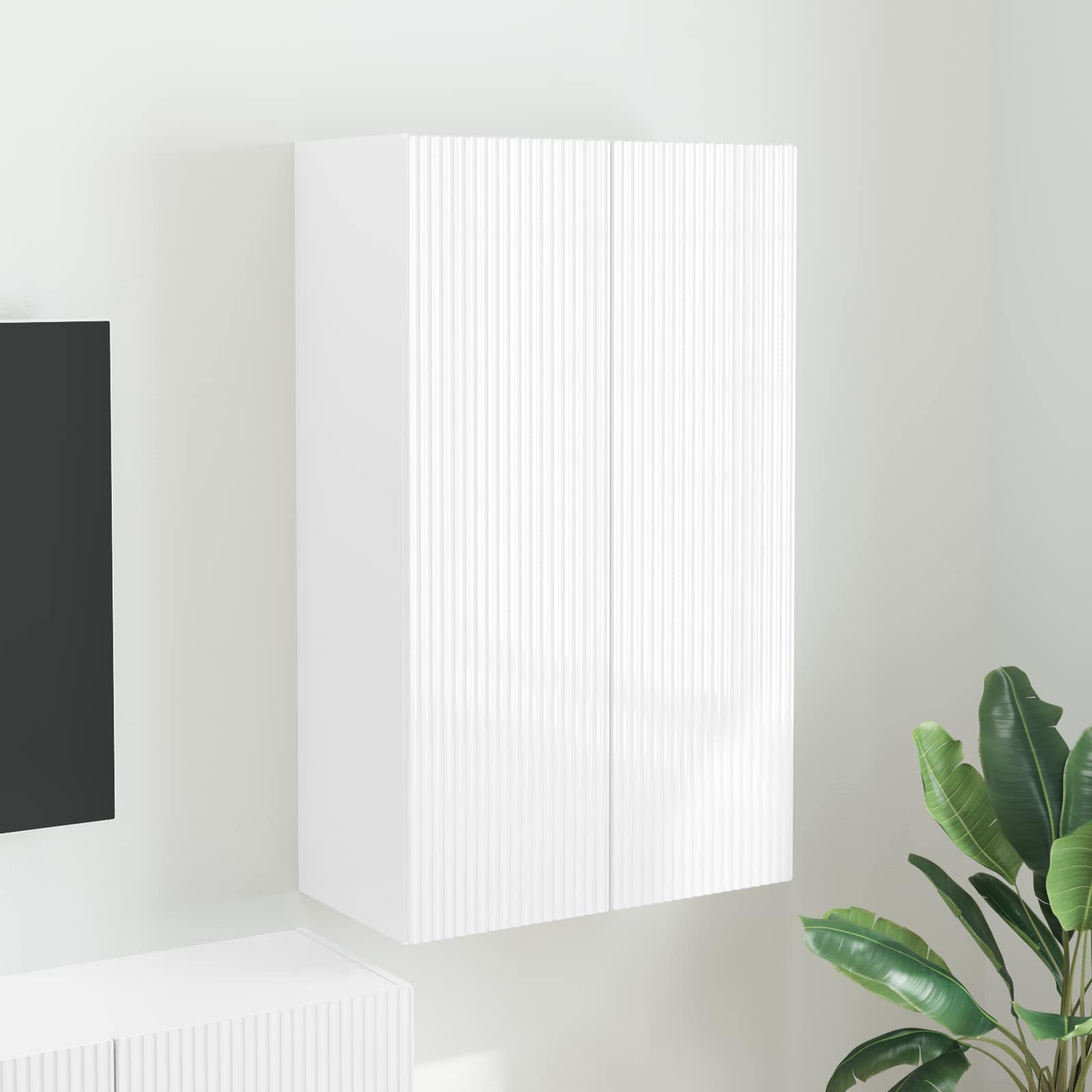vidaXL TV-wandkast Wandgemonteerd Wit 59,5 x 31 x 40 cm Bewerkt hout