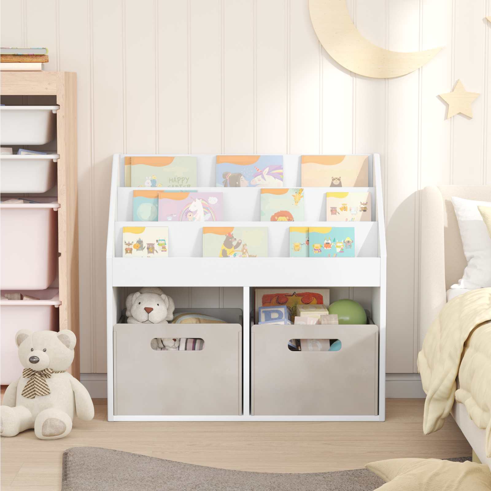 vidaXL Kinderen Boekenkast Wit 72,5 x 29,5 x 69 cm Bewerkt hout