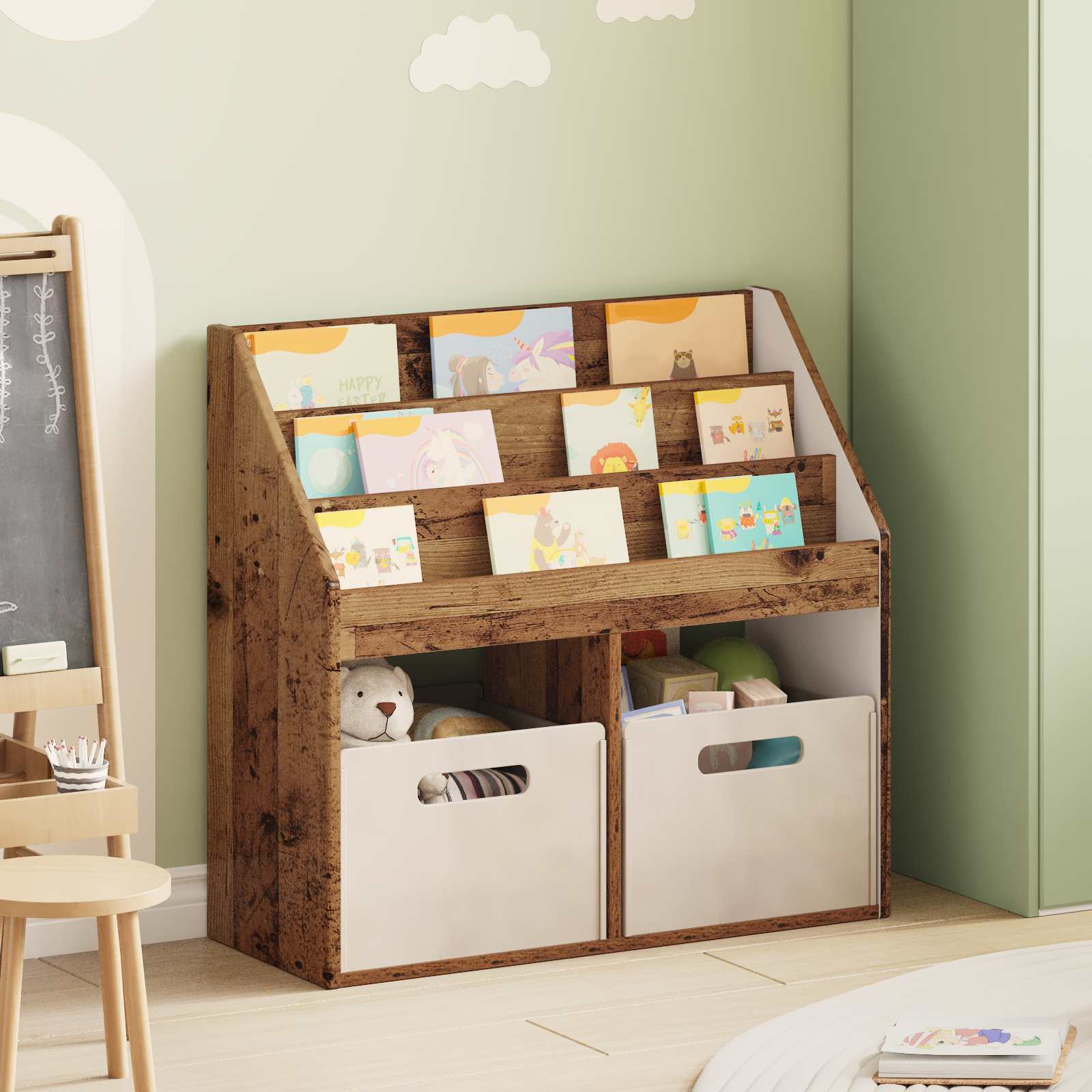 vidaXL Kinderen Boekenkast Wit 72,5 x 29,5 x 69 cm Bewerkt hout
