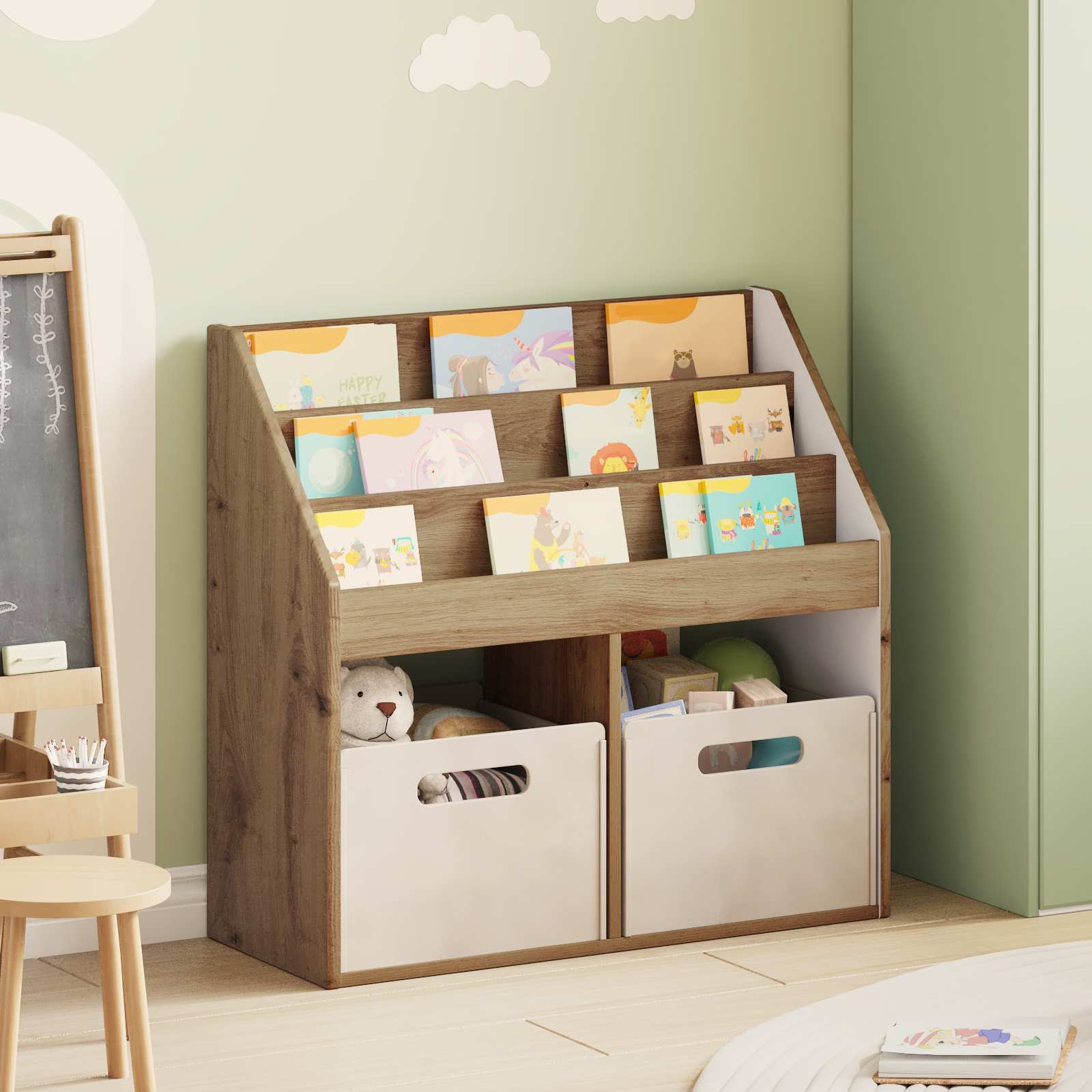 vidaXL Kinderen Boekenkast Wit 72,5 x 29,5 x 69 cm Bewerkt hout