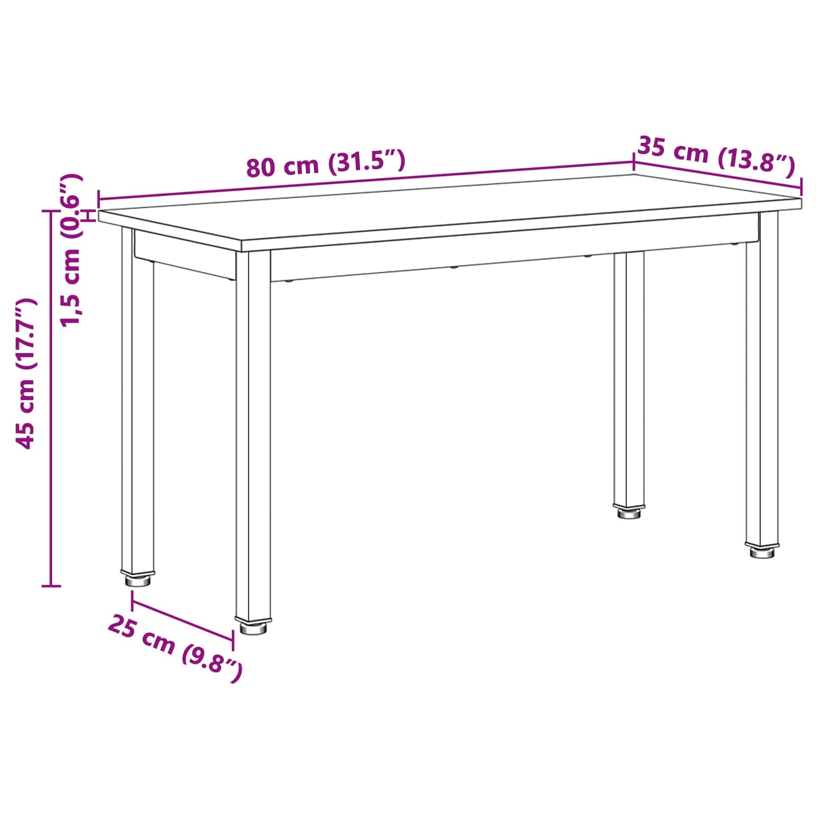 vidaXL Bank Naturel 80 x 35 x 45 cm Massief grenenhout