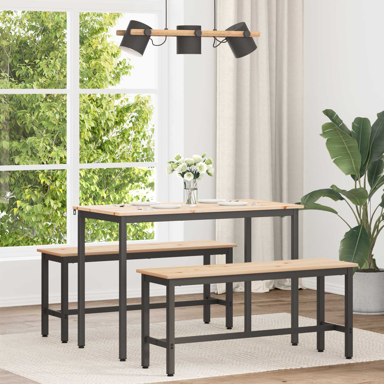 vidaXL Eettafel Naturel 200 x 100 x 75 cm Massief grenenhout