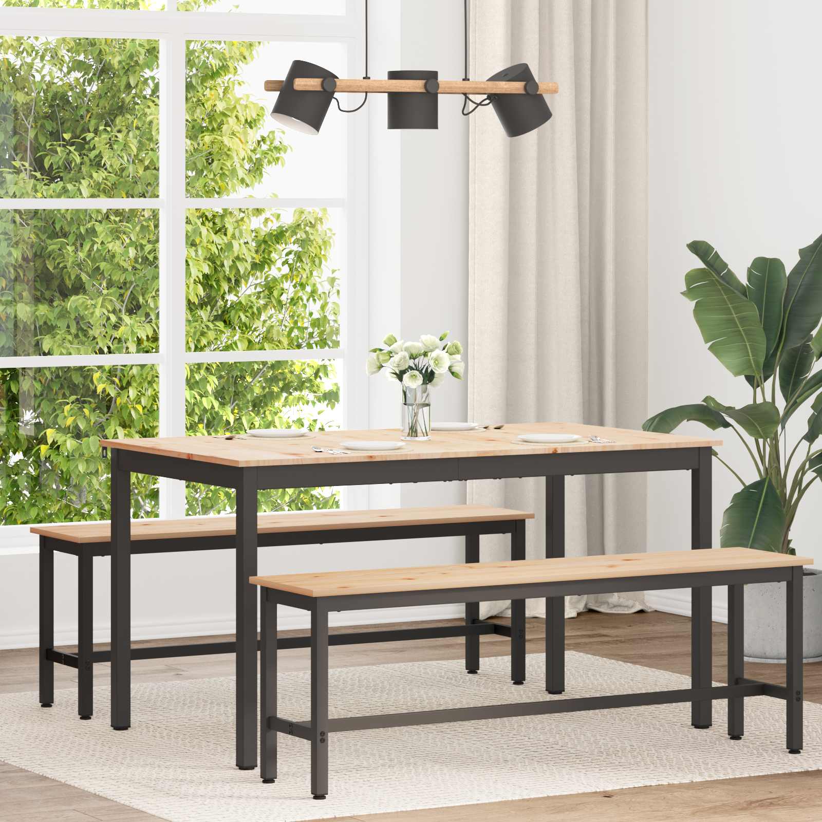 vidaXL Eettafel Naturel 200 x 100 x 75 cm Massief grenenhout
