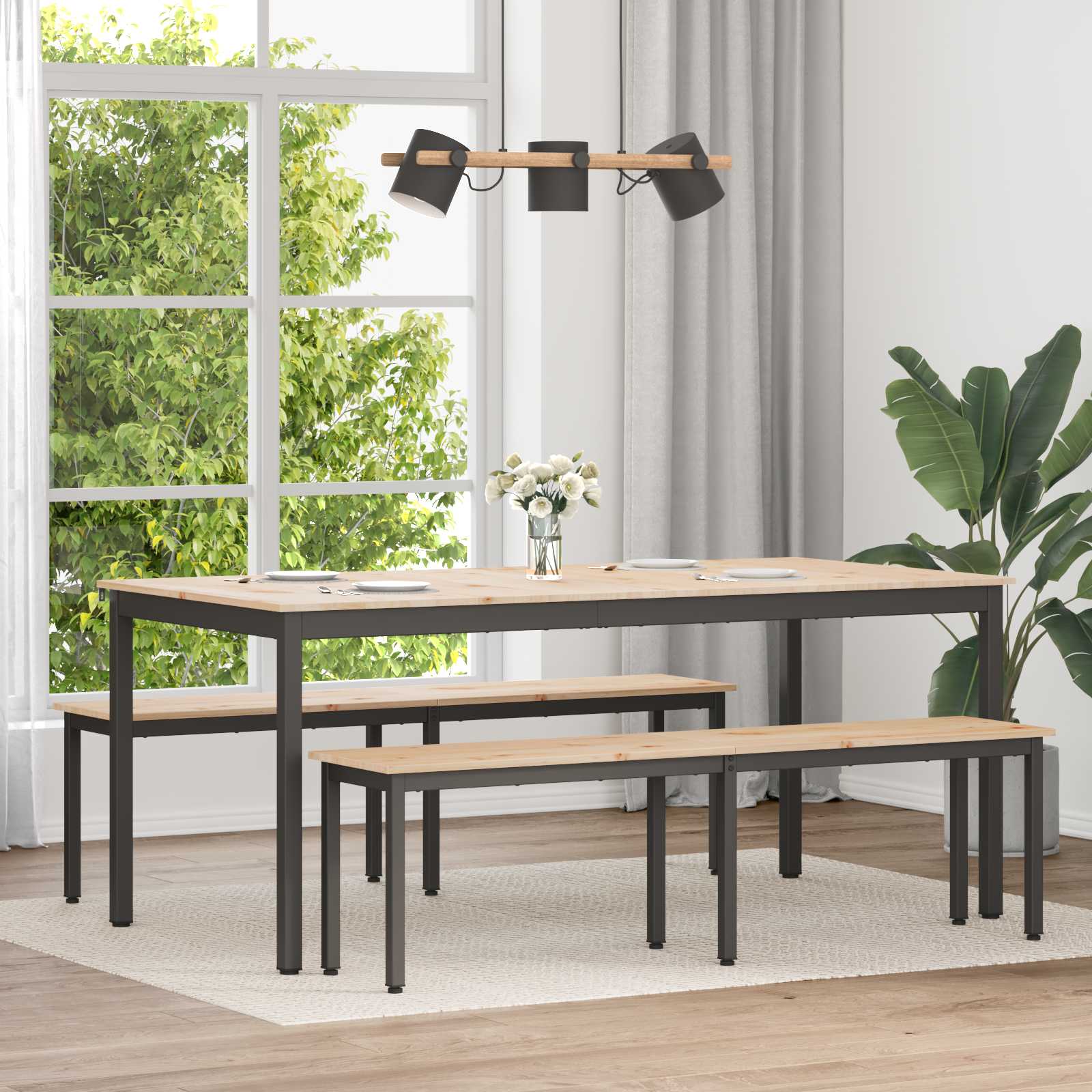 vidaXL Eettafel Naturel 200 x 100 x 75 cm Massief grenenhout