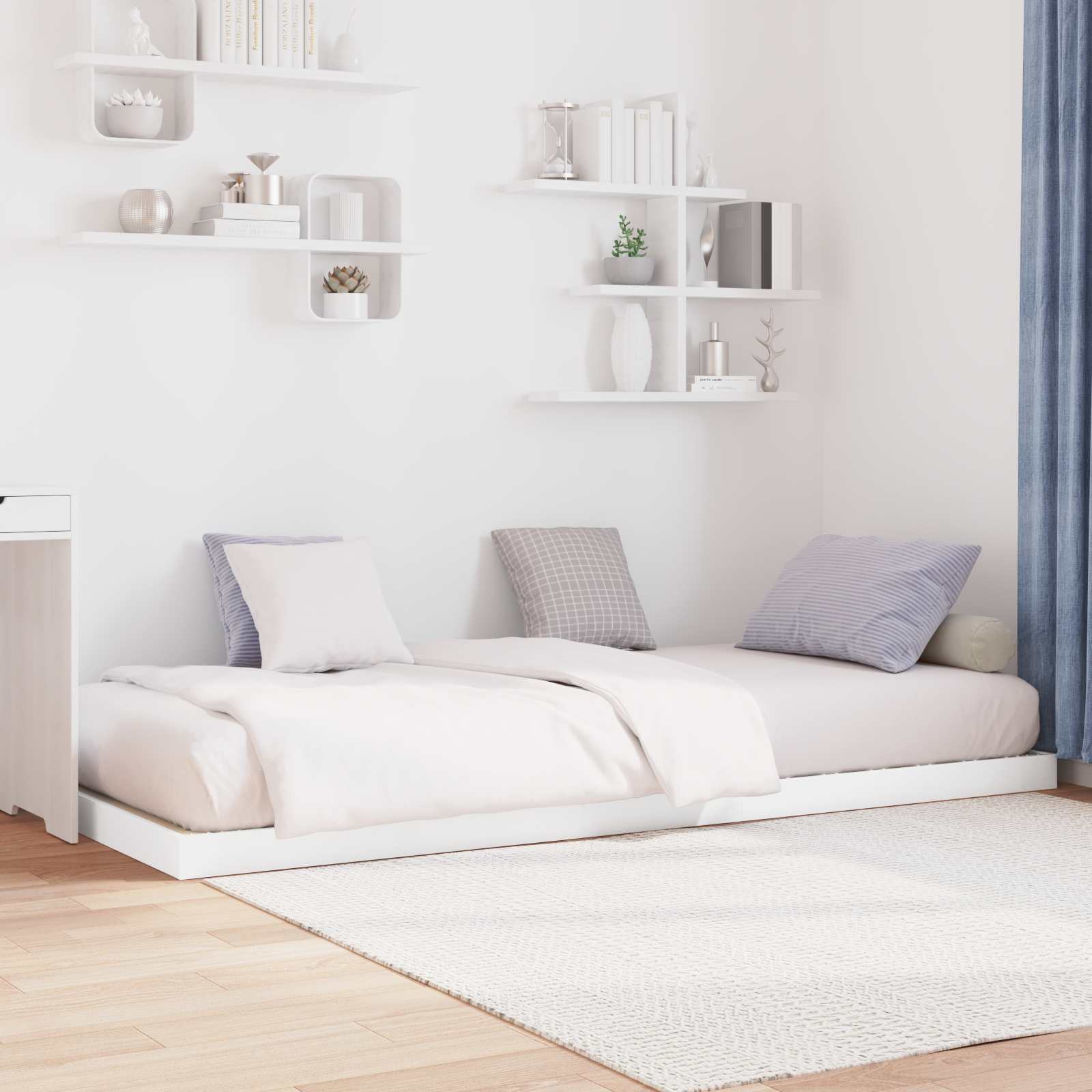 vidaXL Vloer bedframe Wit 70 x 190 cm Bewerkt hout
