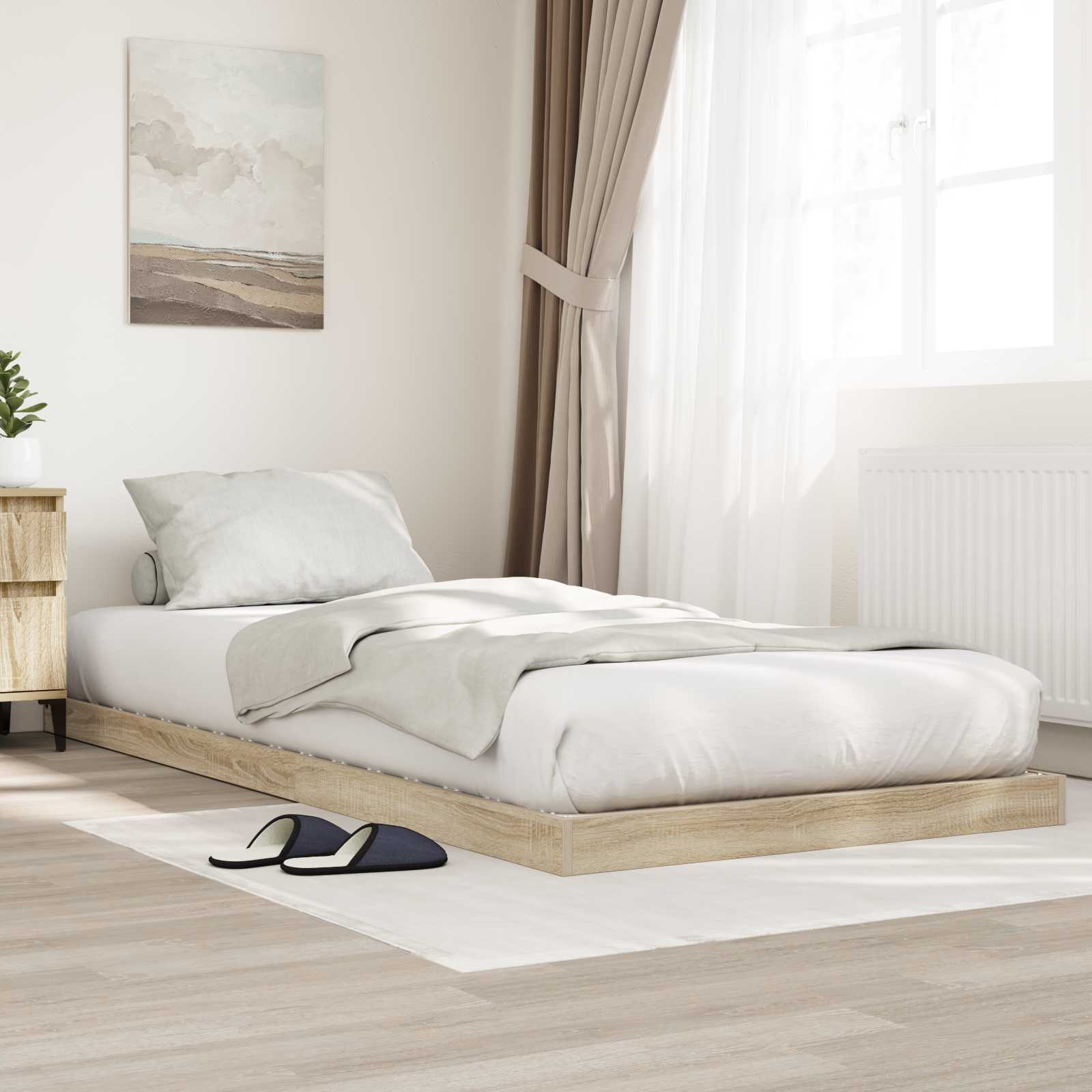 vidaXL Vloer bedframe Wit 70 x 190 cm Bewerkt hout