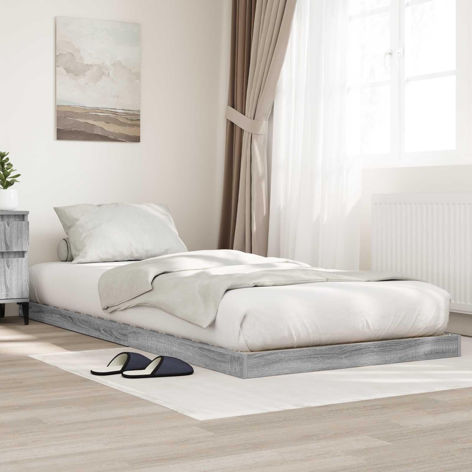 vidaXL Vloer bedframe Wit 70 x 190 cm Bewerkt hout