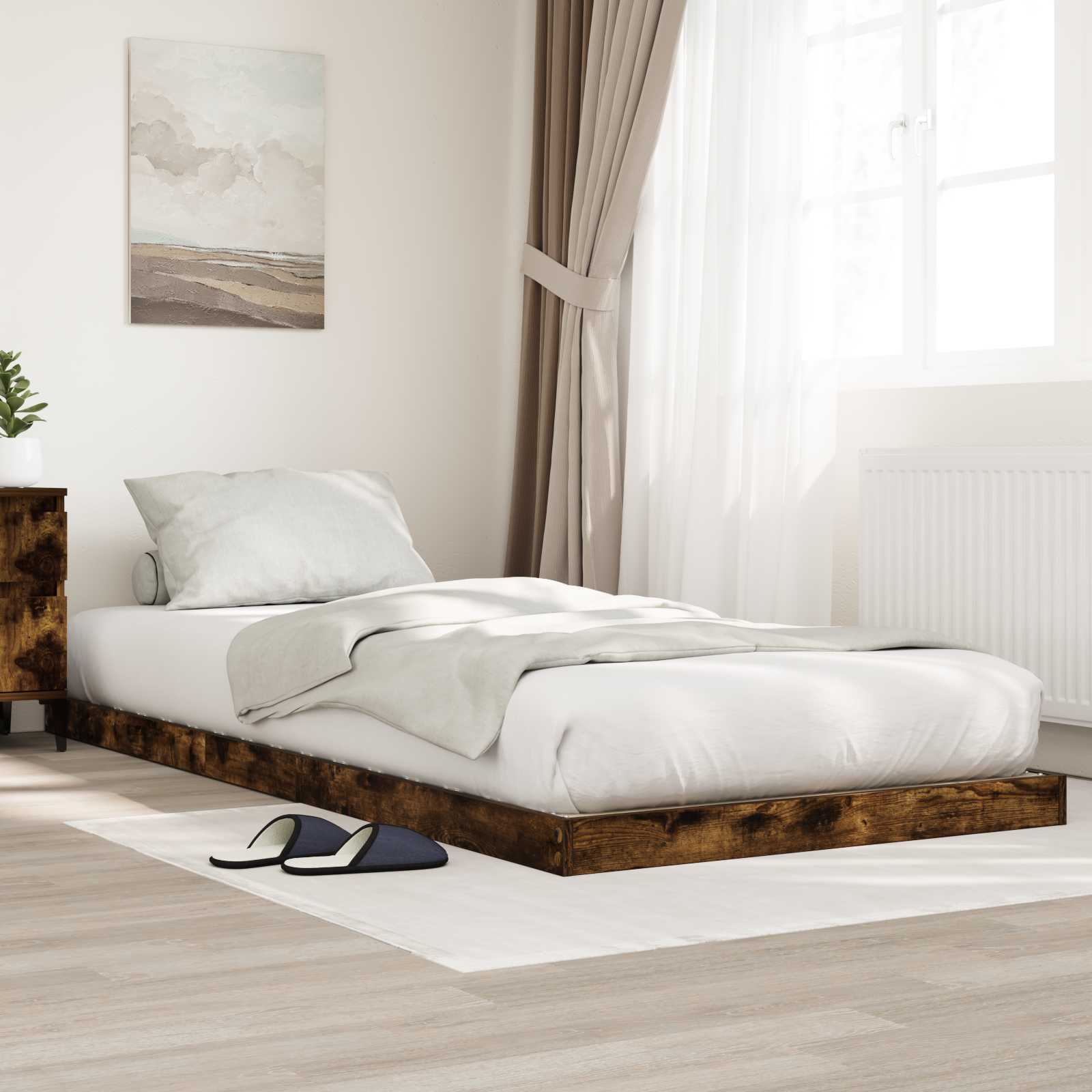 vidaXL Vloer bedframe Wit 70 x 190 cm Bewerkt hout