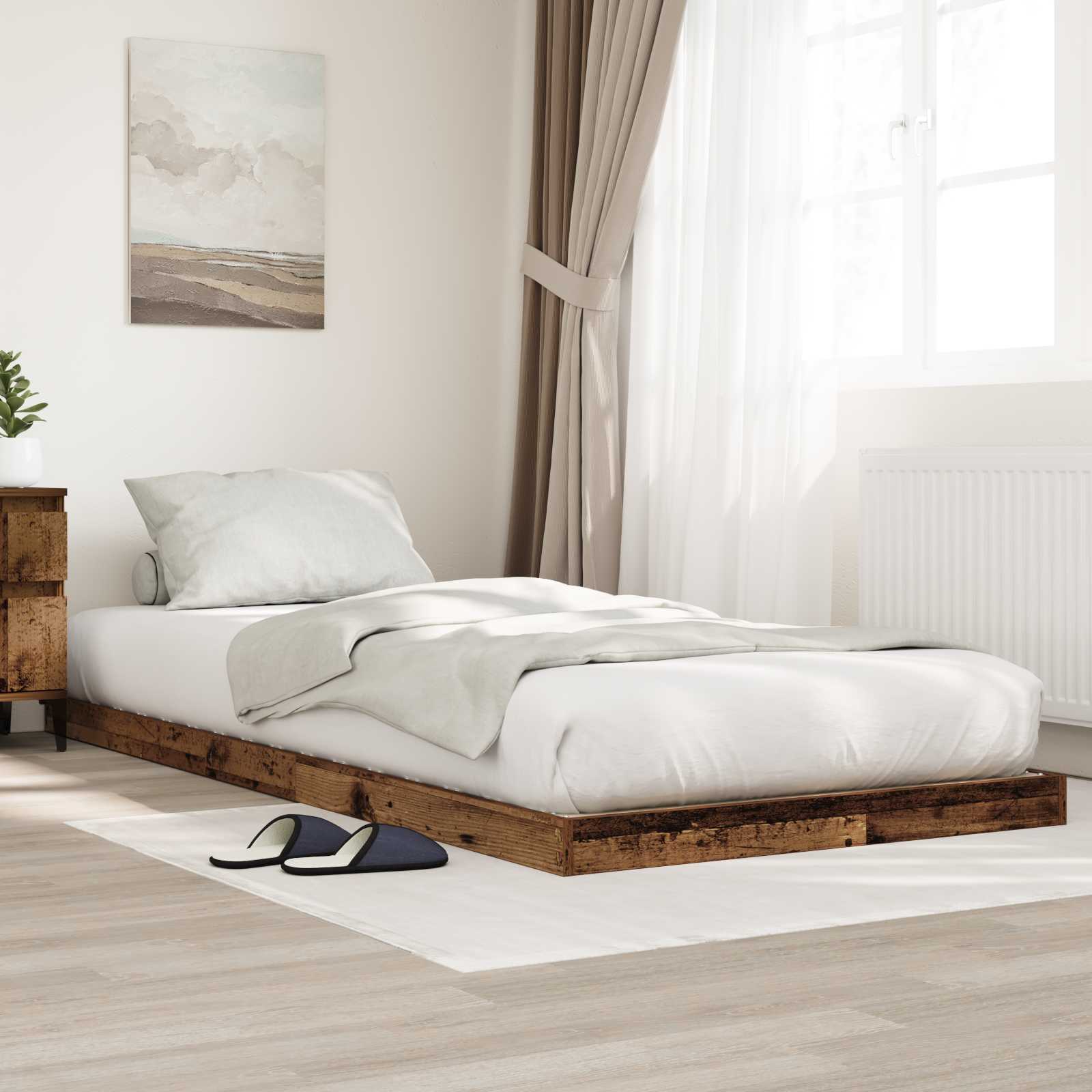 vidaXL Vloer bedframe Wit 70 x 190 cm Bewerkt hout