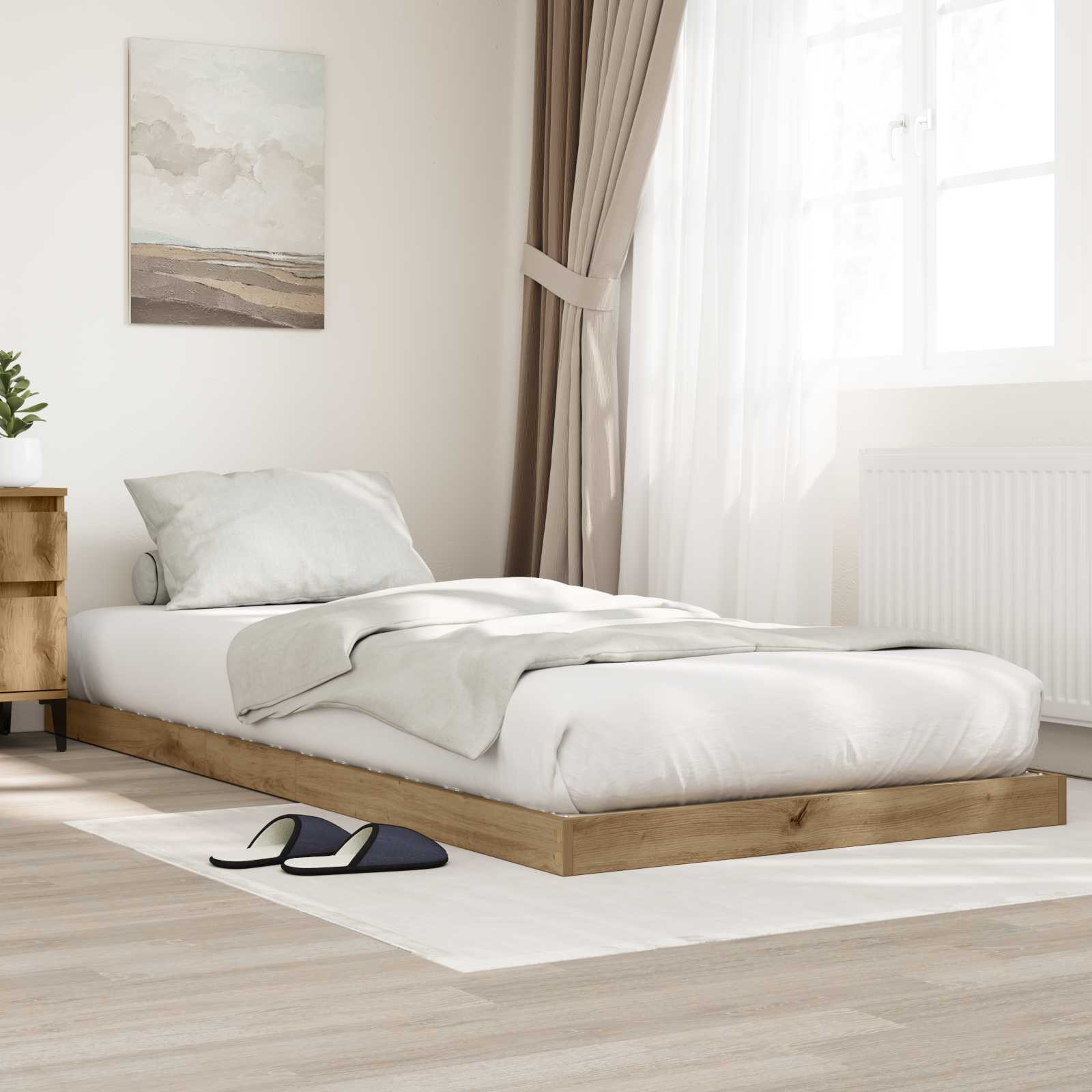 vidaXL Vloer bedframe Wit 70 x 190 cm Bewerkt hout