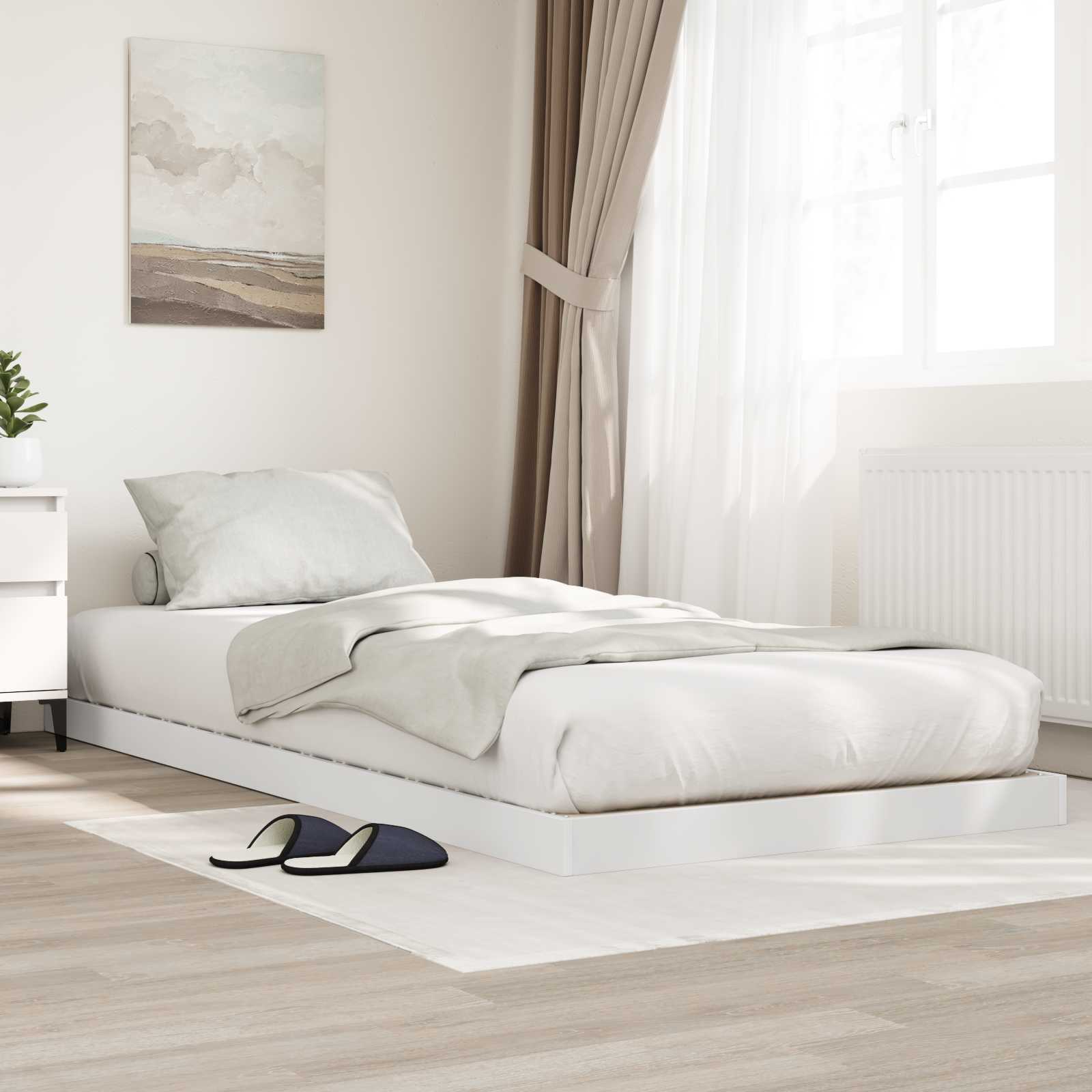 vidaXL Vloer bedframe Wit 70 x 190 cm Bewerkt hout