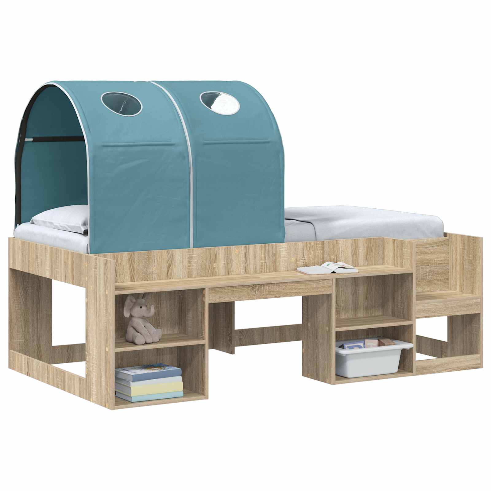 vidaXL Bedtunnel 2 pcs Lichtblauw 211 x 52,5 x 2 cm Polyester