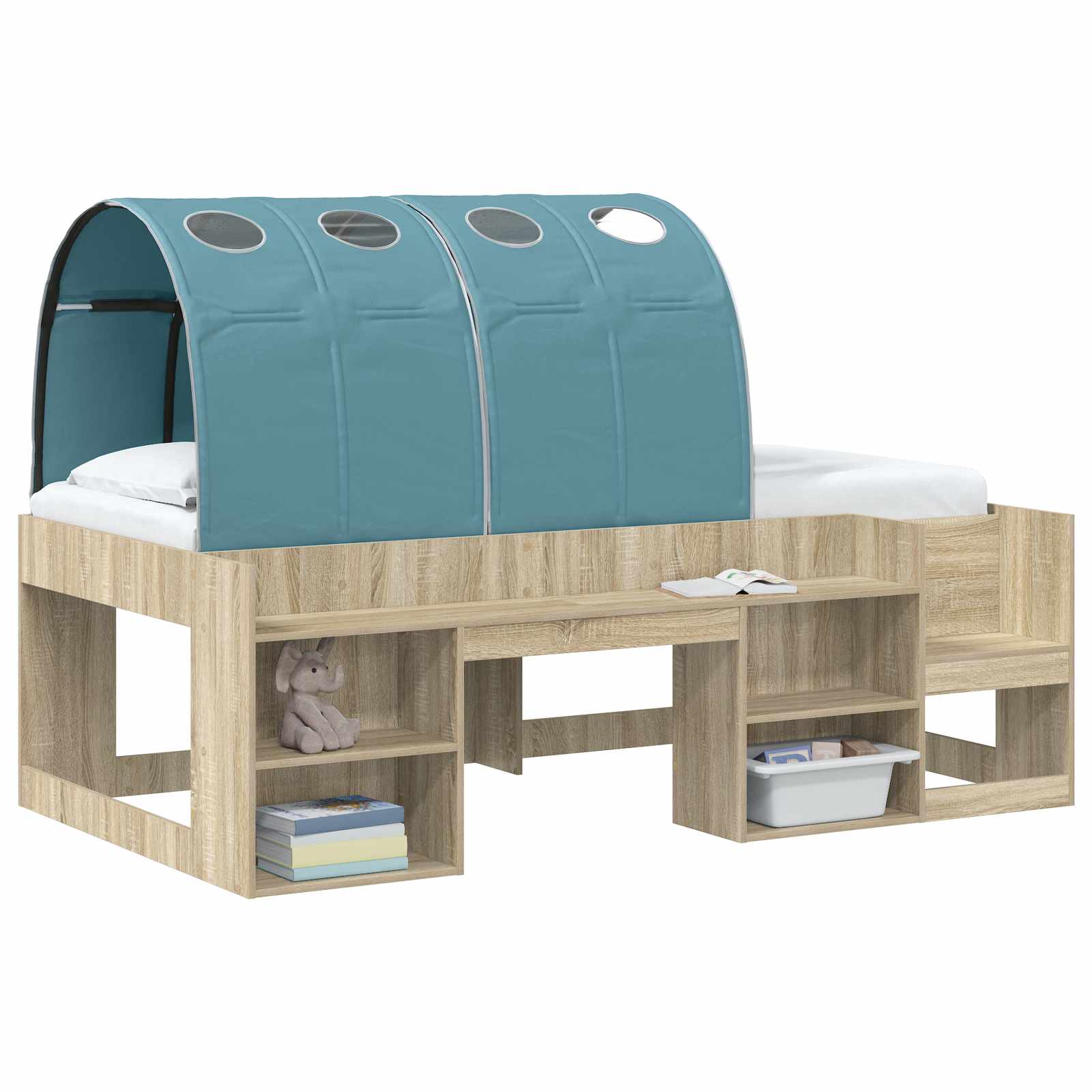 vidaXL Bedtunnel 2 pcs Lichtblauw 211 x 67.5 x 2 cm Polyester