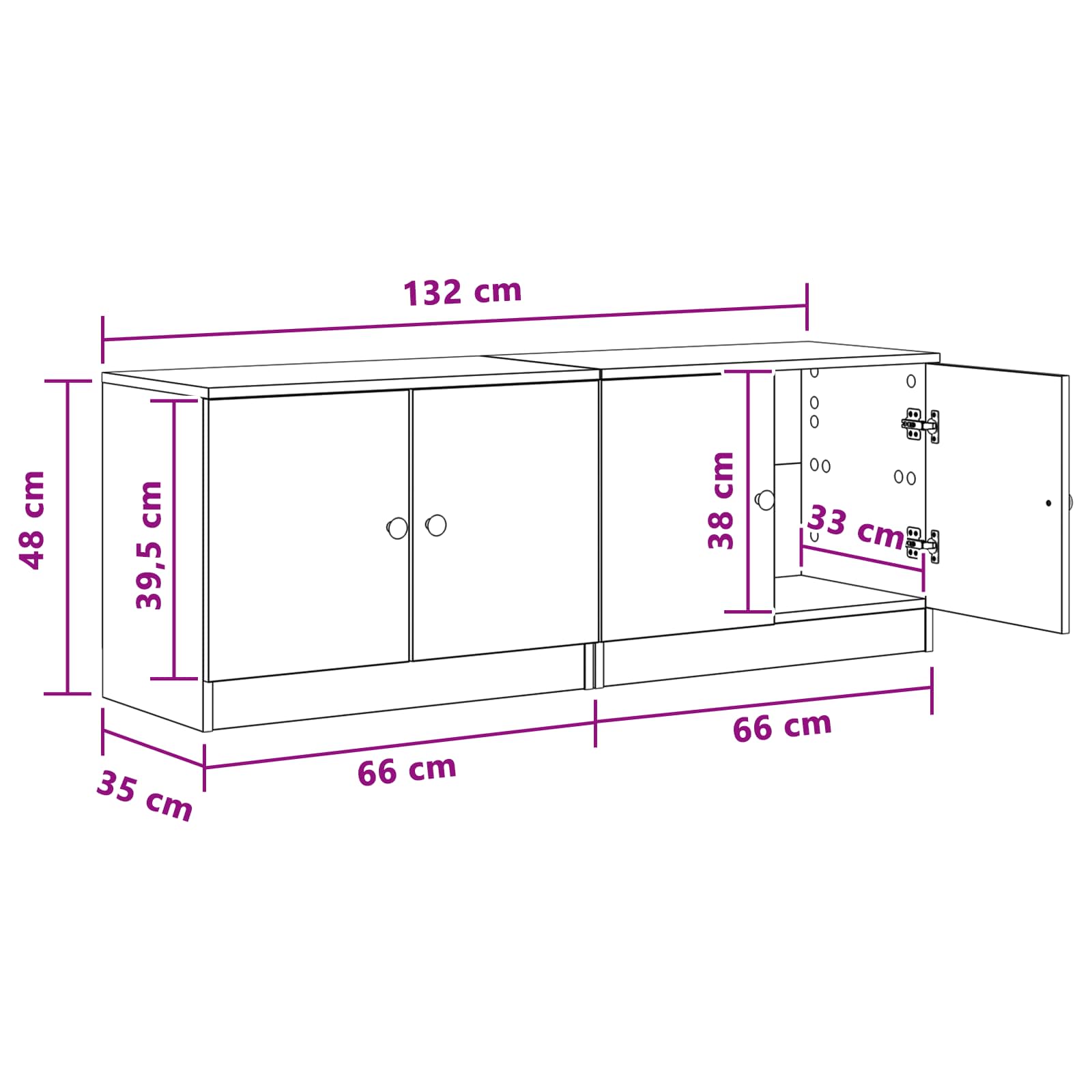vidaXL Opbergkast voor Loftbed 2 st Wit 66 x 35 x 48 cm Bewerkt hout