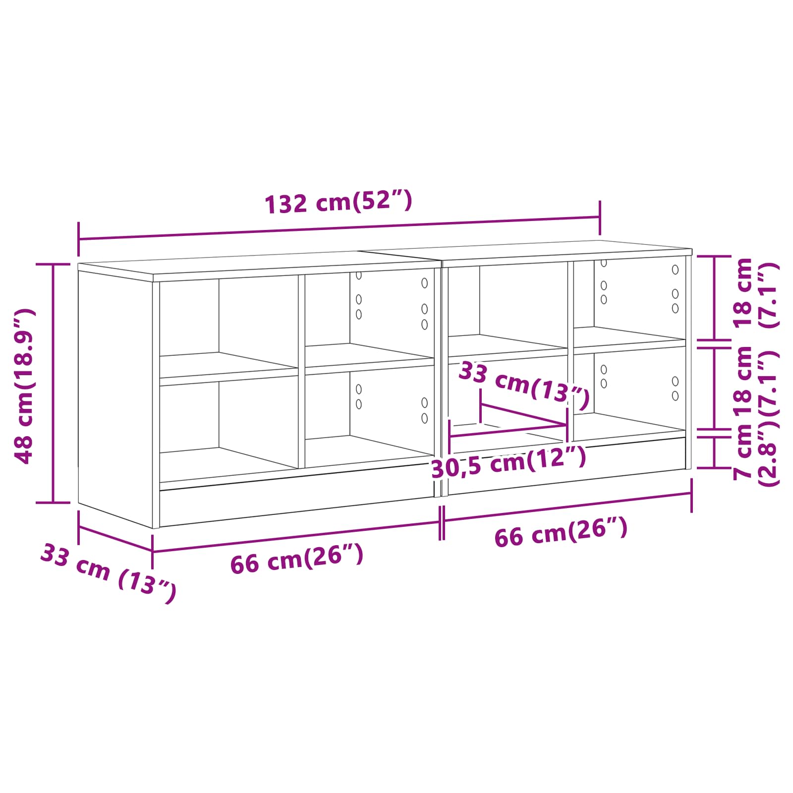 vidaXL Bed kast 2 pcs Sonoma Eiken 66 x 33 x 48 cm Bewerkt hout