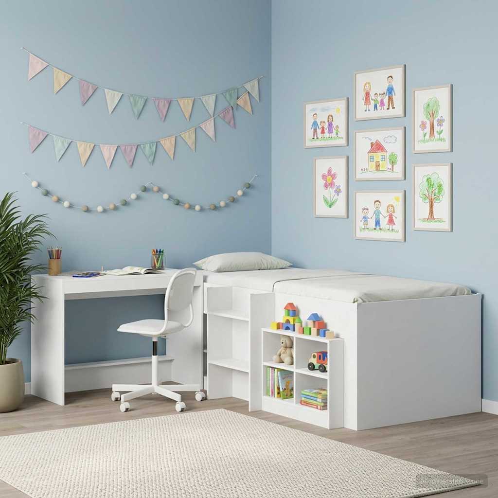 vidaXL Bed Bureau Wit 100 x 45 x 75 cm Bewerkt hout