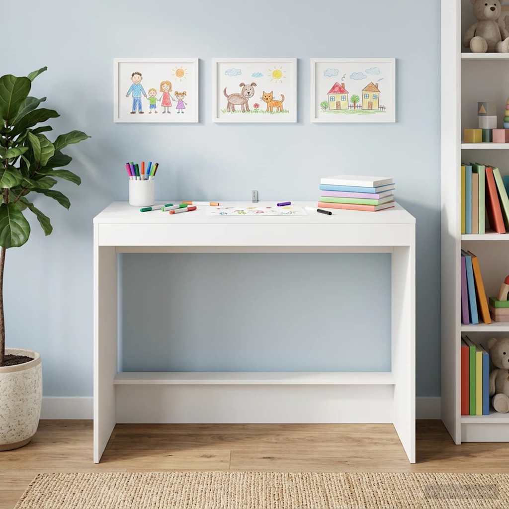 vidaXL Bed Bureau Wit 100 x 45 x 75 cm Bewerkt hout