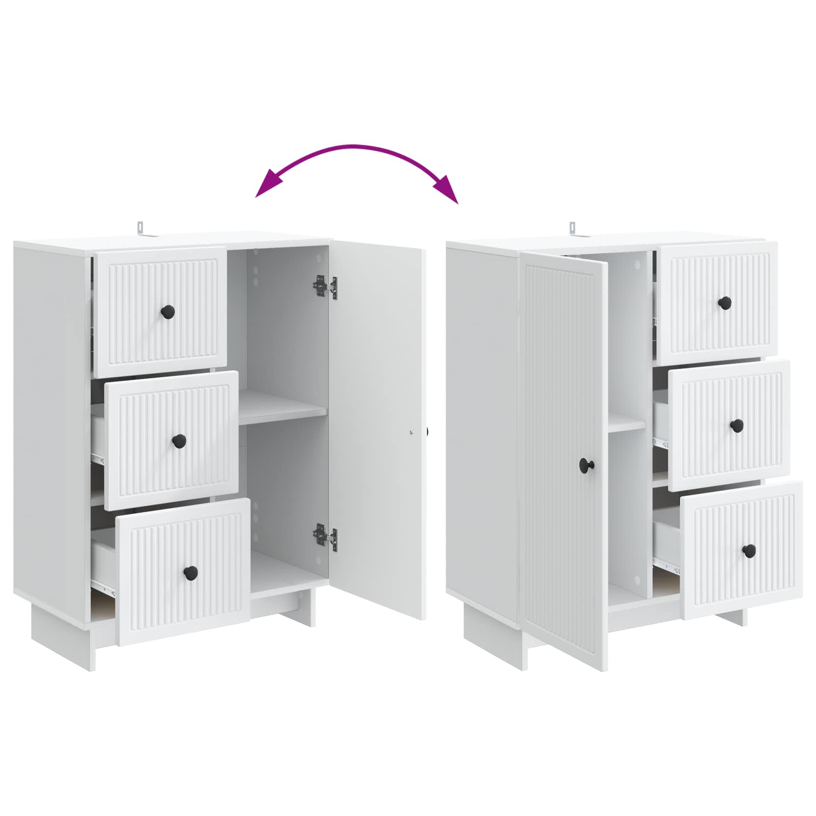 vidaXL Dressoir met lade Zwart 66 x 34,5 x 90 cm Bewerkt hout
