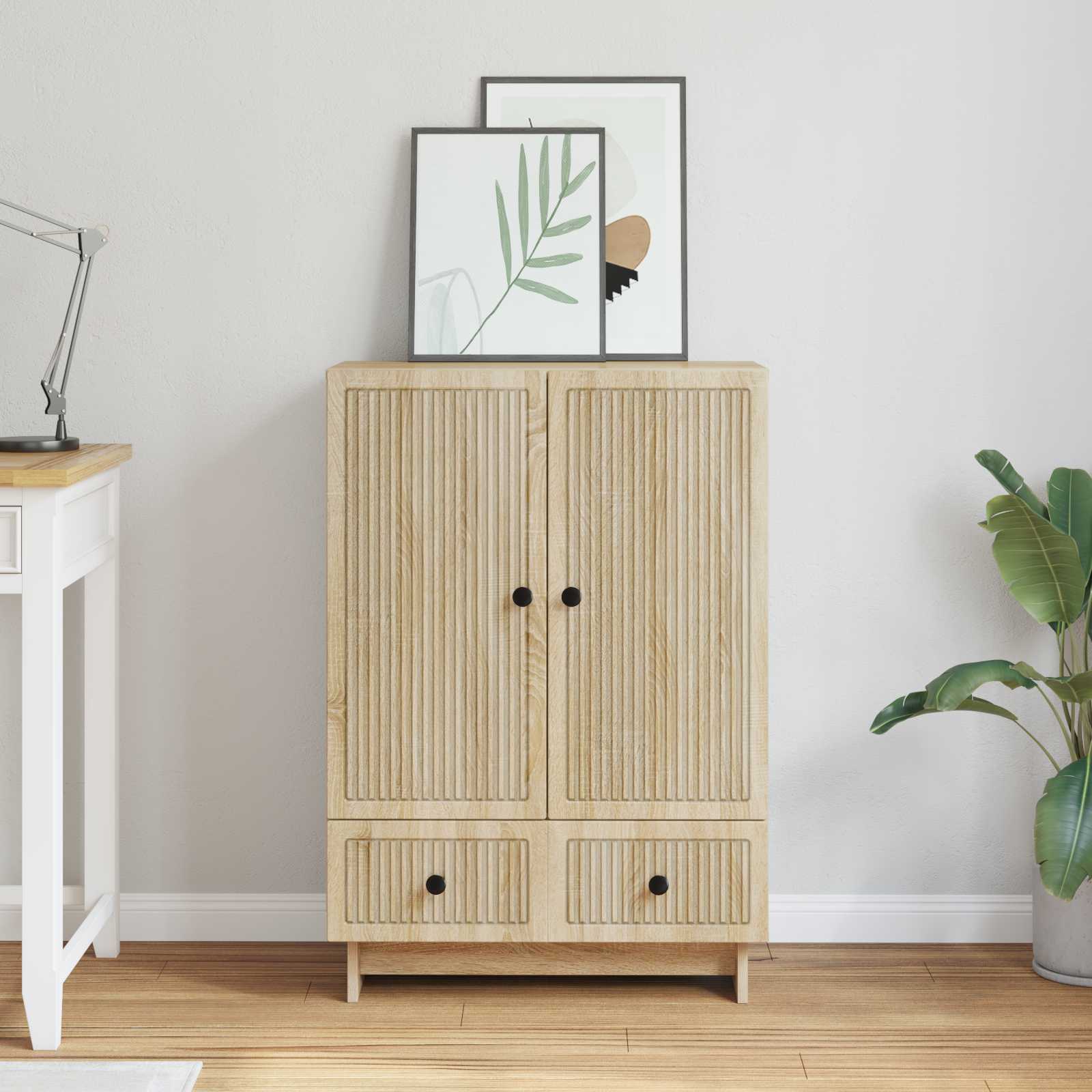 vidaXL Dressoir Zwart 66 x 34,5 x 95 cm Geconstrueerd hout