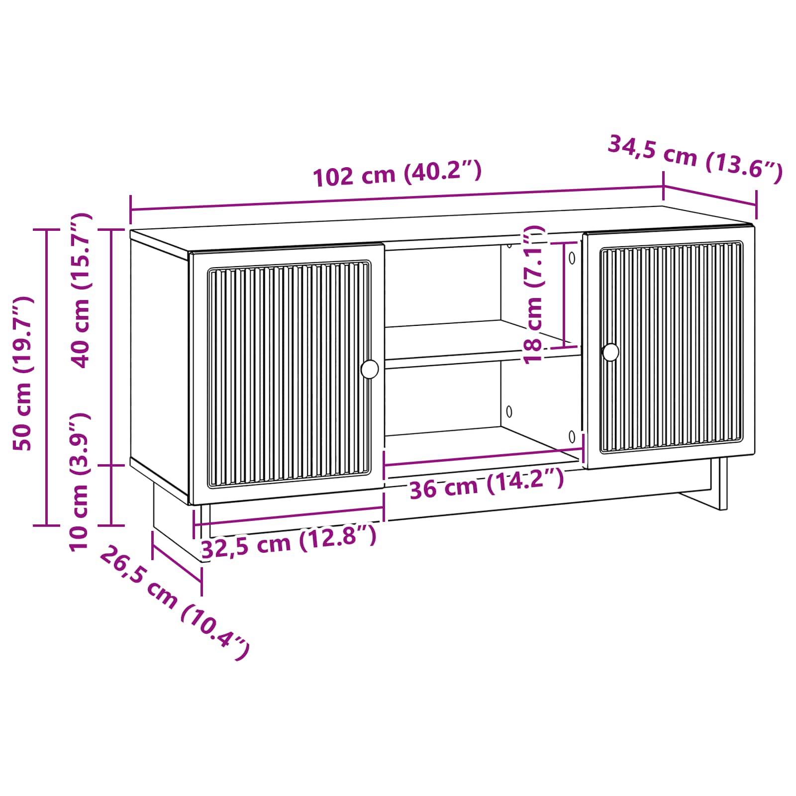 vidaXL TV-kast Zwart 102 x 34,5 x 50 cm Bewerkt hout