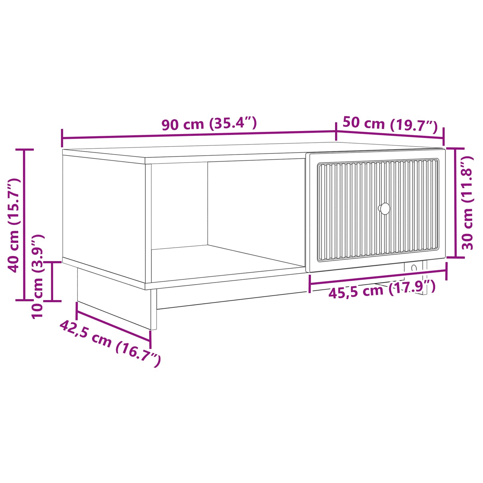 vidaXL Salontafel Zwart 90 x 50 x 40 cm Bewerkt hout