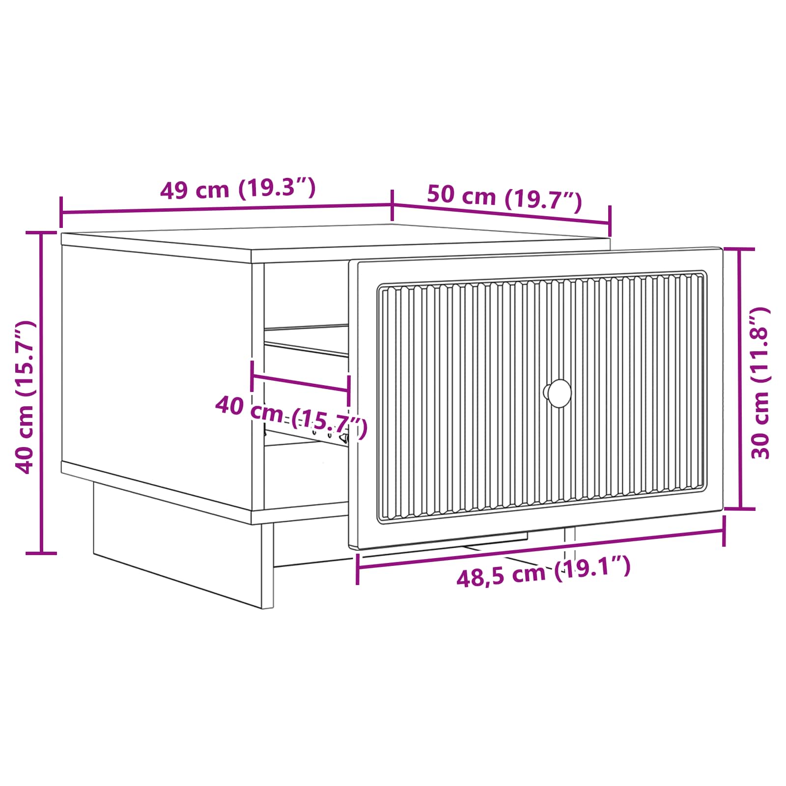 vidaXL Salontafel met lade Zwart 49 x 50 x 40 cm Bewerkt hout