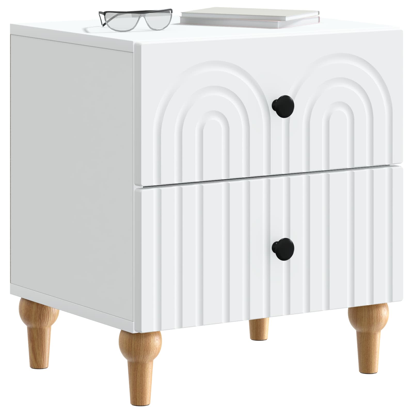 vidaXL Nachtkastje met lade 2 pcs Wit 43 x 34,5 x 48 cm Bewerkt hout