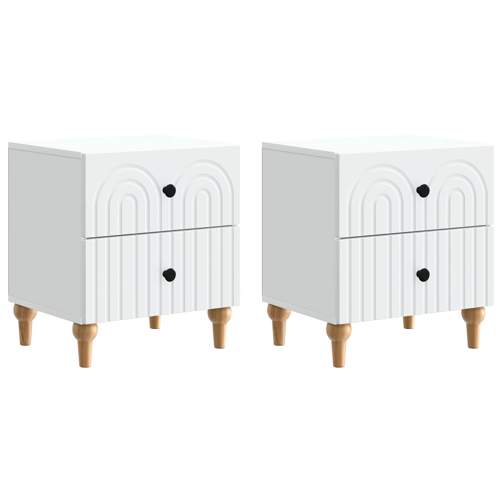vidaXL Nachtkastje met lade 2 pcs Wit 43 x 34,5 x 48 cm Bewerkt hout