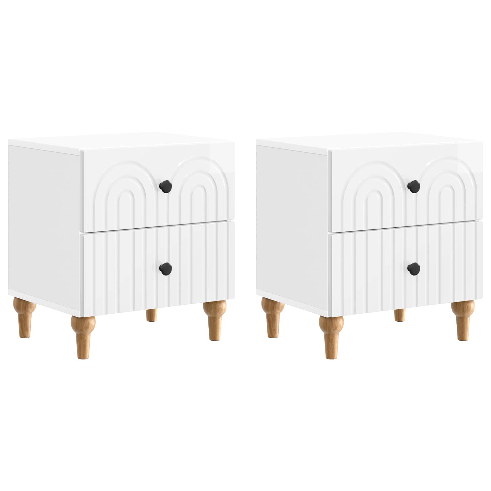 vidaXL Nachtkastje met lade 2 pcs Wit 43 x 34,5 x 48 cm Bewerkt hout