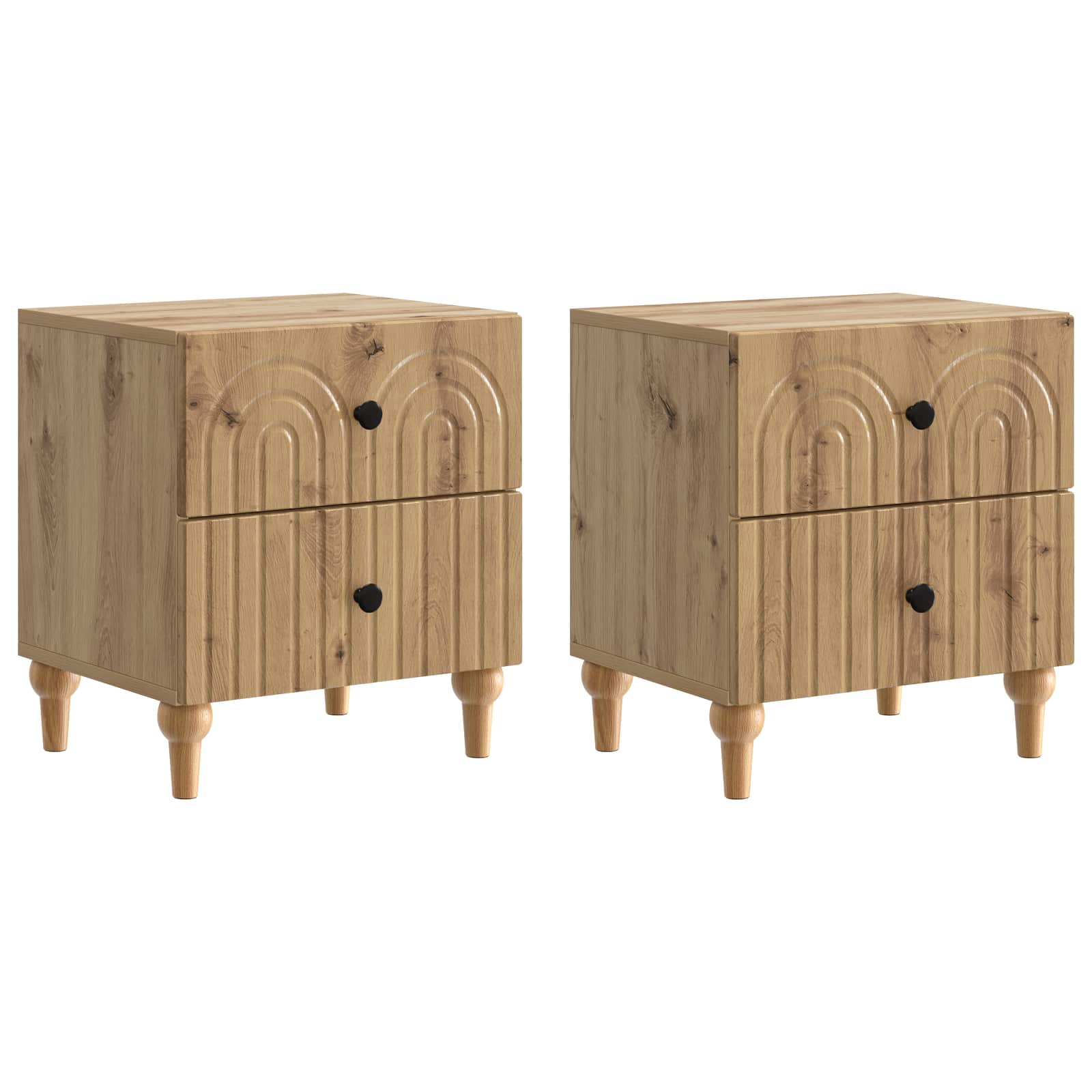 vidaXL Nachtkastje met lade 2 pcs Wit 43 x 34,5 x 48 cm Bewerkt hout