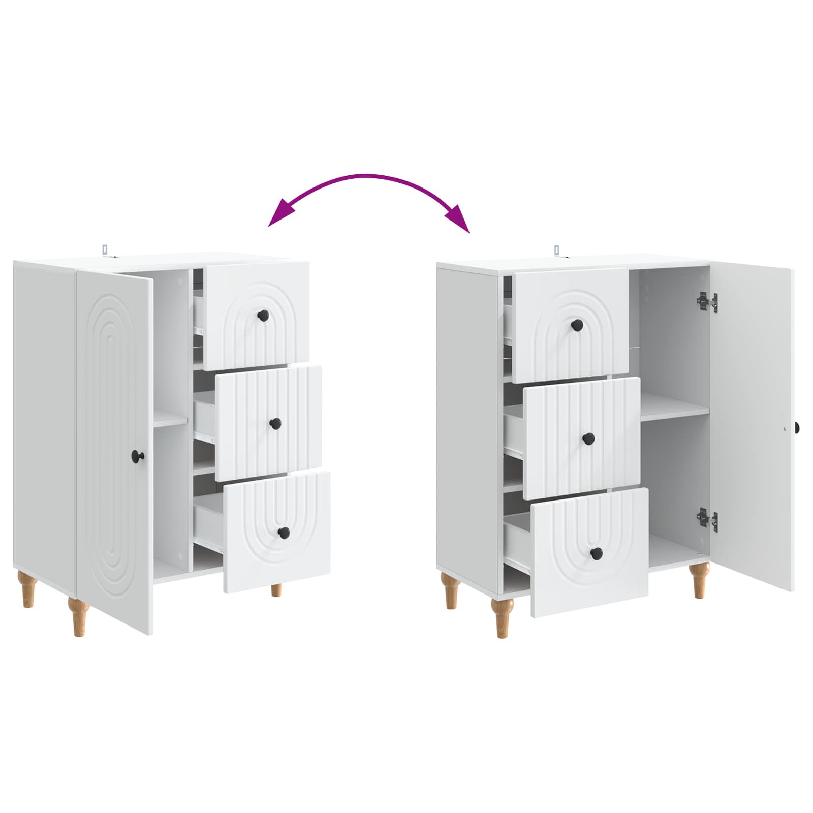 vidaXL Dressoir met lade Zwart 66 x 34,5 x 90 cm Bewerkt hout