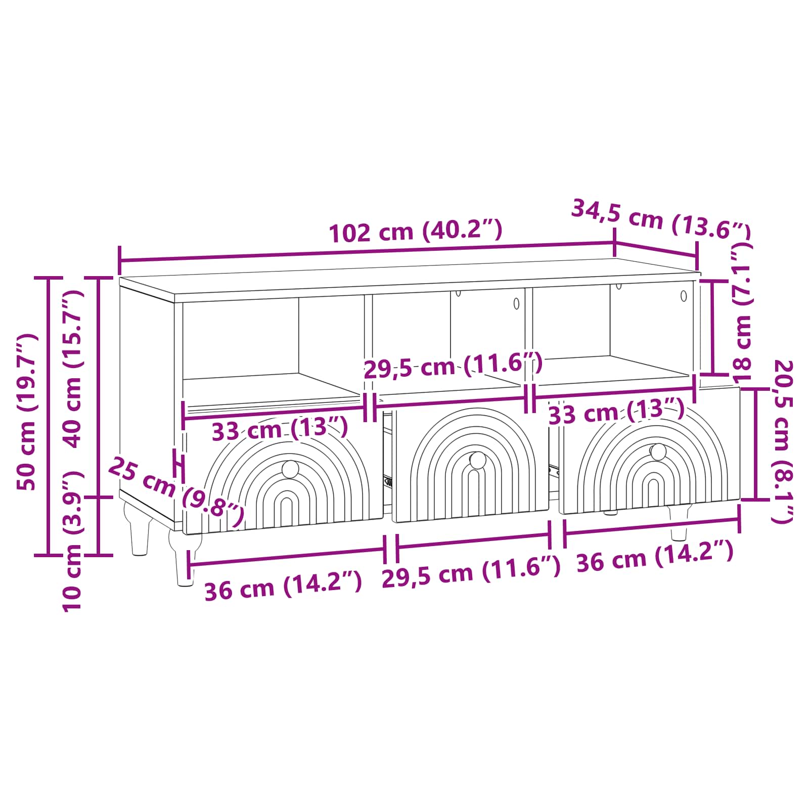 vidaXL TV-kast Zwart 102 x 34,5 x 50 cm Geconstrueerd hout