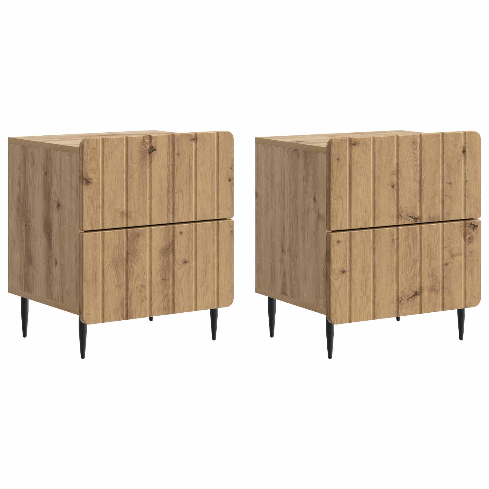vidaXL Nachtkastje met lade 2 pcs Wit 43 x 34,5 x 49,5 cm Bewerkt hout