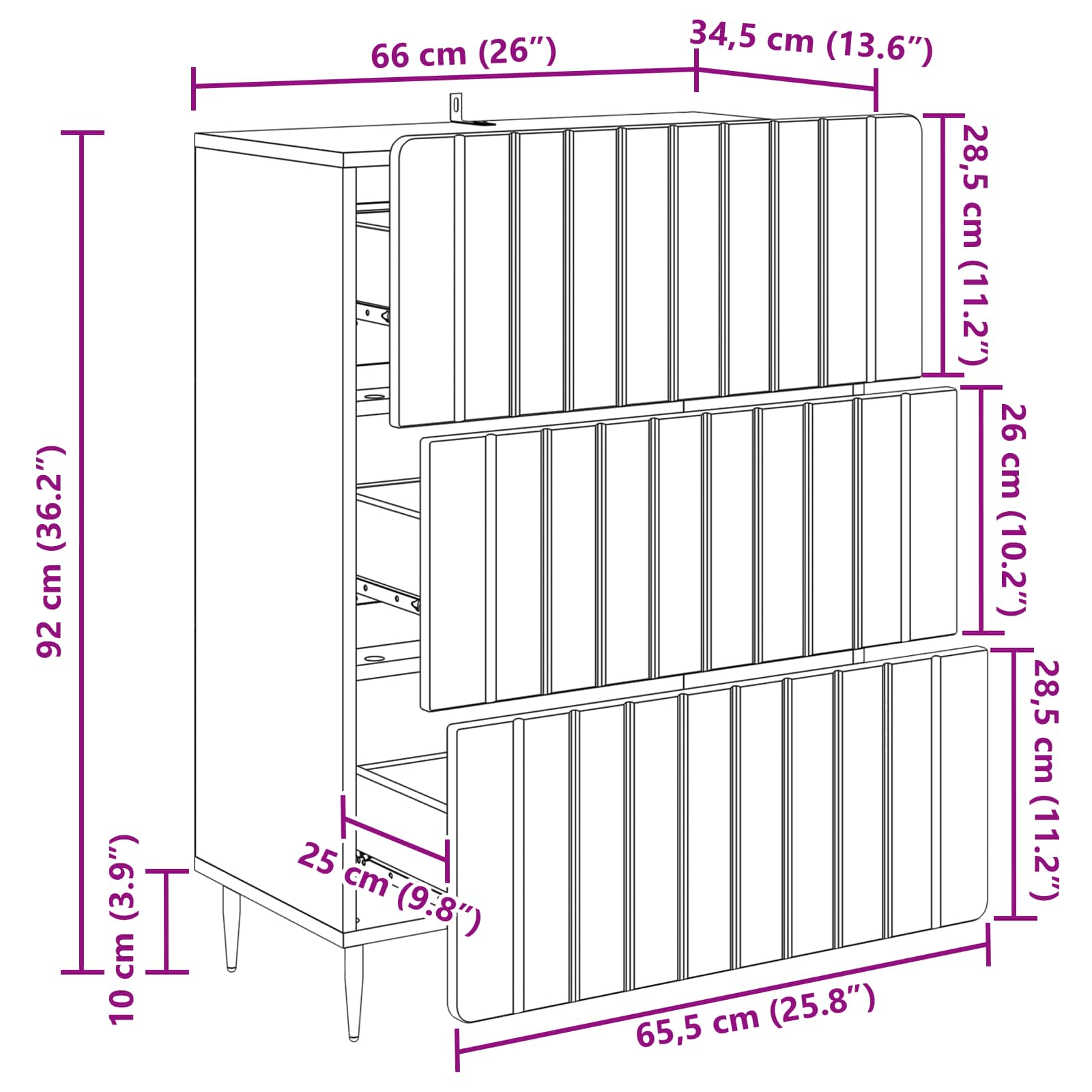 vidaXL Ladenkast Zwart 66 x 34,5 x 92 cm Bewerkt hout