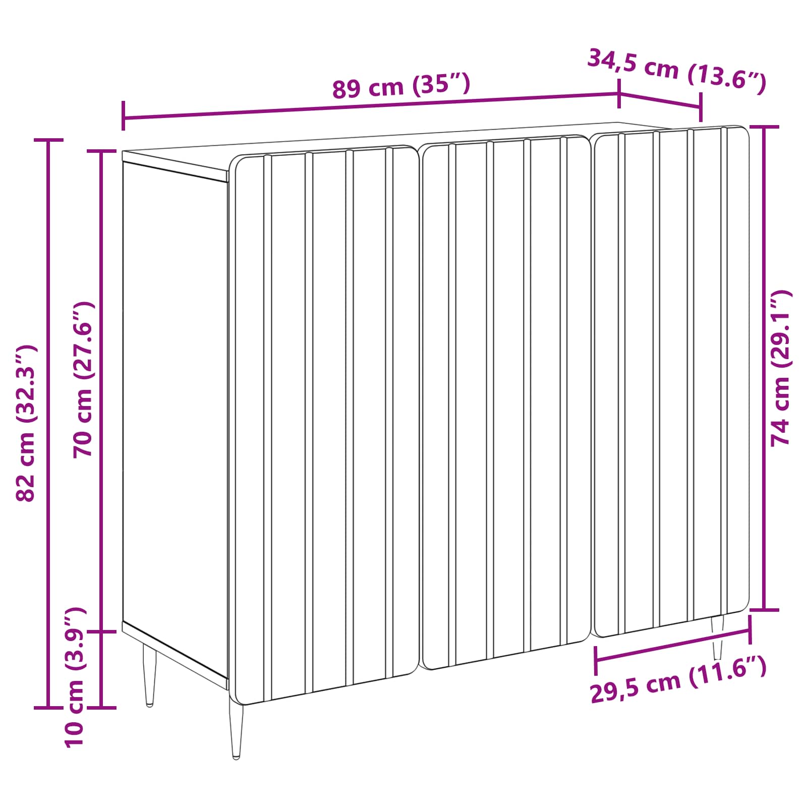 vidaXL Dressoir Zwart 89 x 34,5 x 82 cm Bewerkt hout