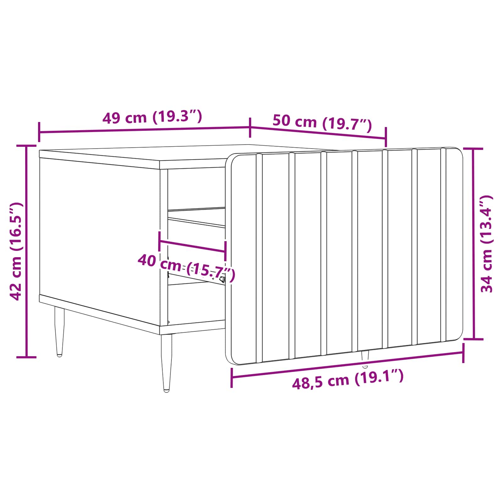 vidaXL Salontafel met lade Zwart 49 x 50 x 42 cm Bewerkt hout
