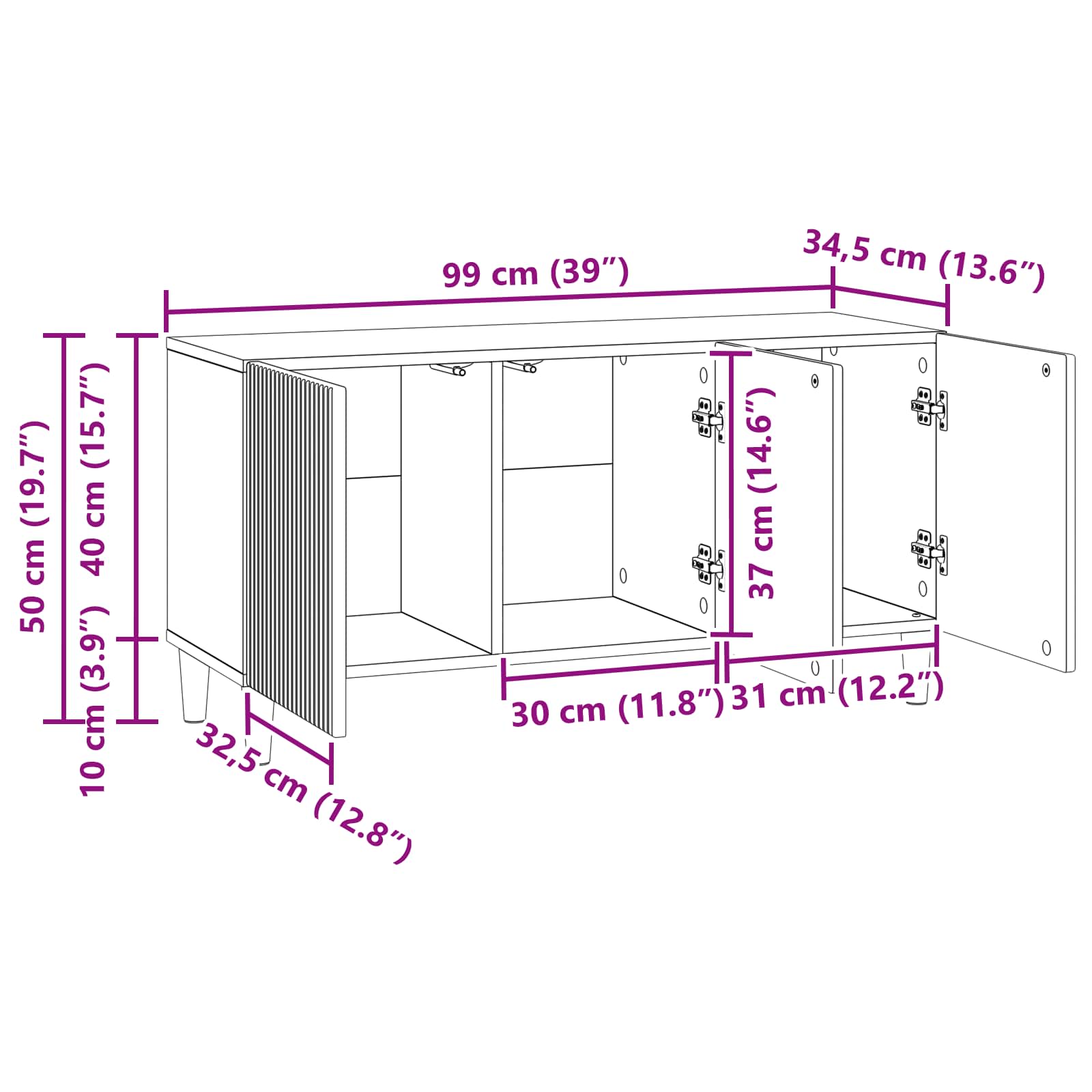 vidaXL TV-kast Zwart 99 x 34,5 x 50 cm Bewerkt hout