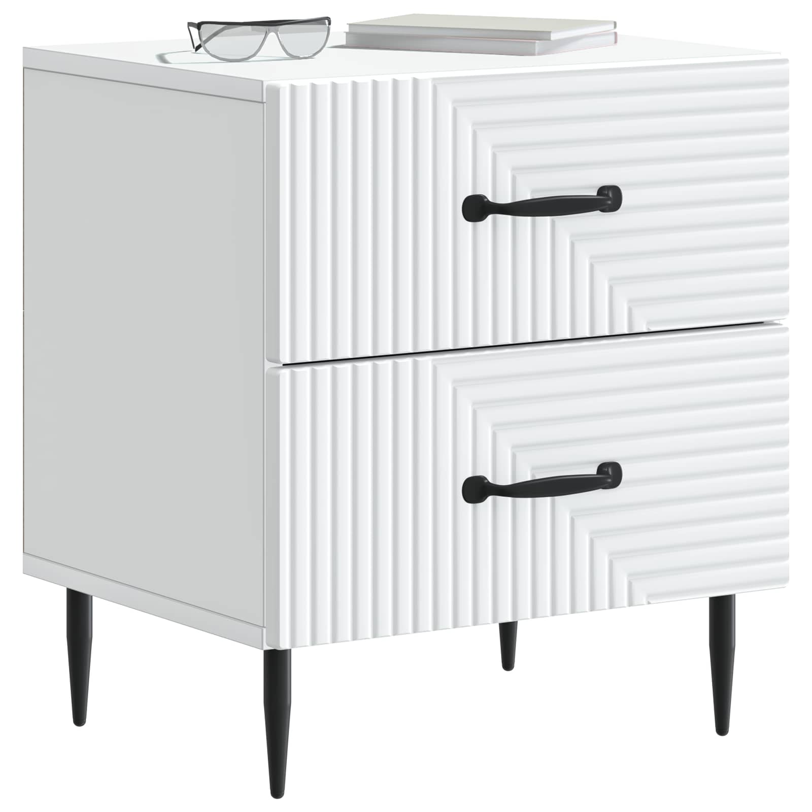 vidaXL Nachtkastje met lade 2 pcs Wit 43 x 34,5 x 47,5 cm Bewerkt hout