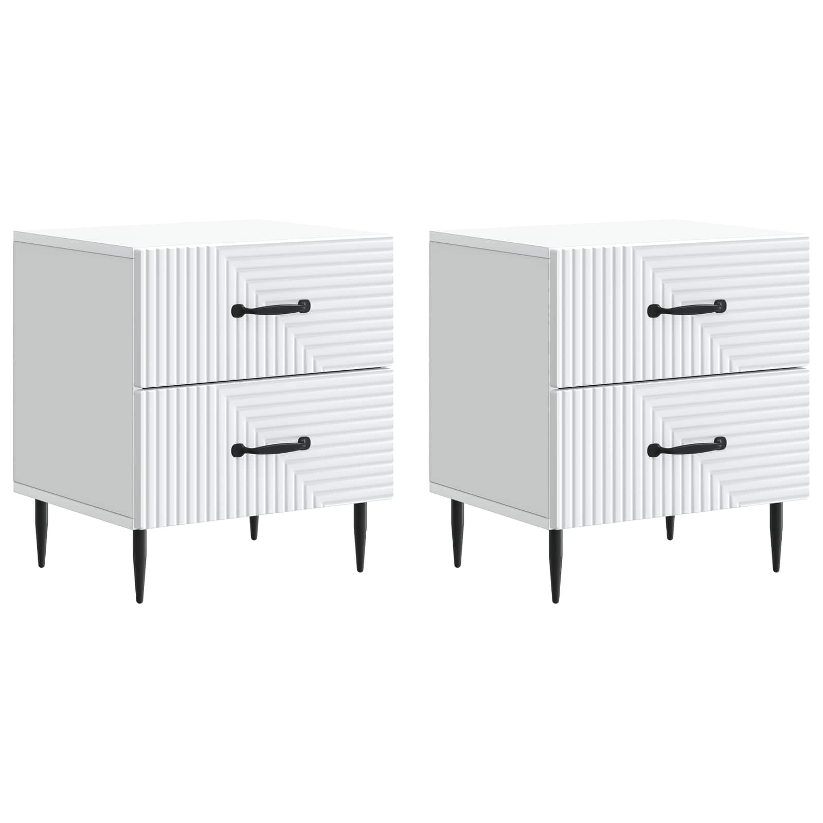 vidaXL Nachtkastje met lade 2 pcs Wit 43 x 34,5 x 47,5 cm Bewerkt hout