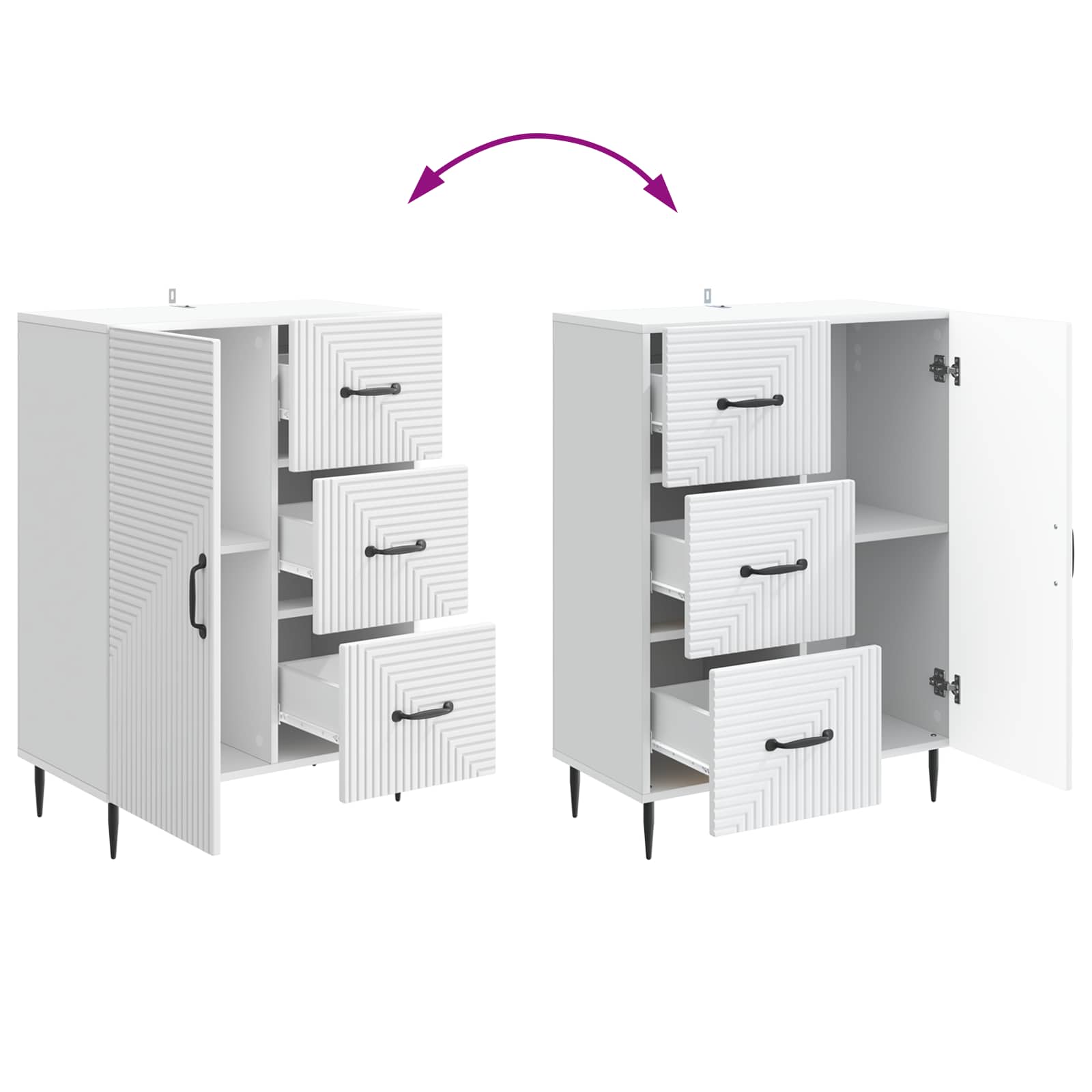 vidaXL Dressoir met lade Zwart 66 x 34,5 x 89,5 cm Bewerkt hout