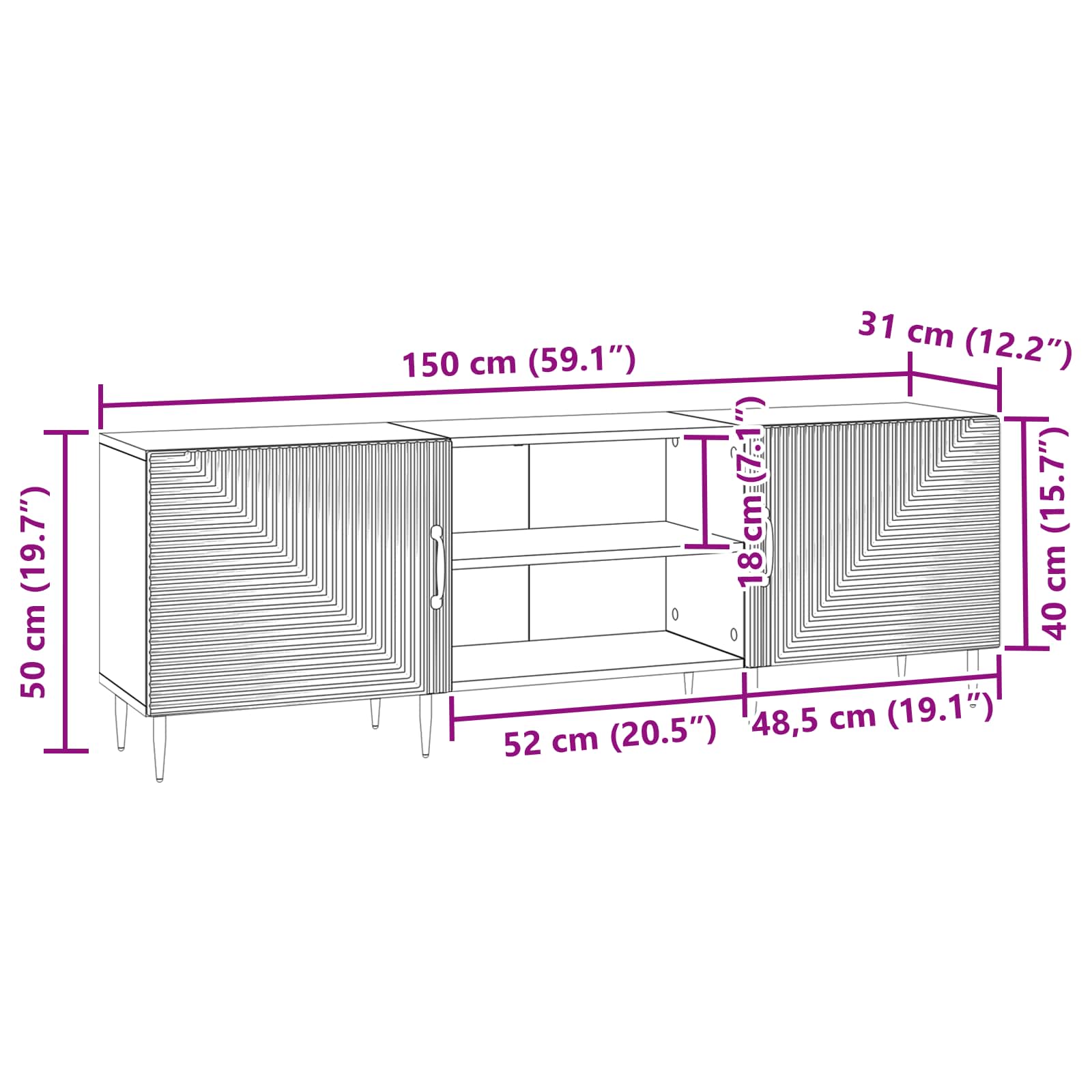 vidaXL TV-kast Wit 150 x 31 x 50 cm Bewerkt hout