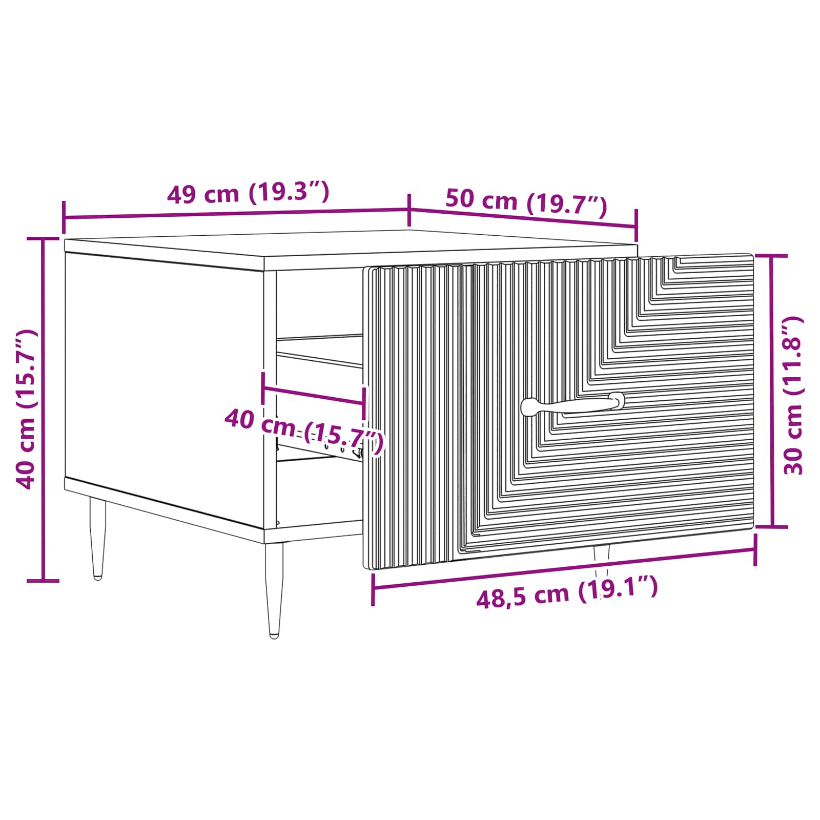 vidaXL Salontafel met lade Sonoma Eiken 49 x 50 x 40 cm Bewerkt hout