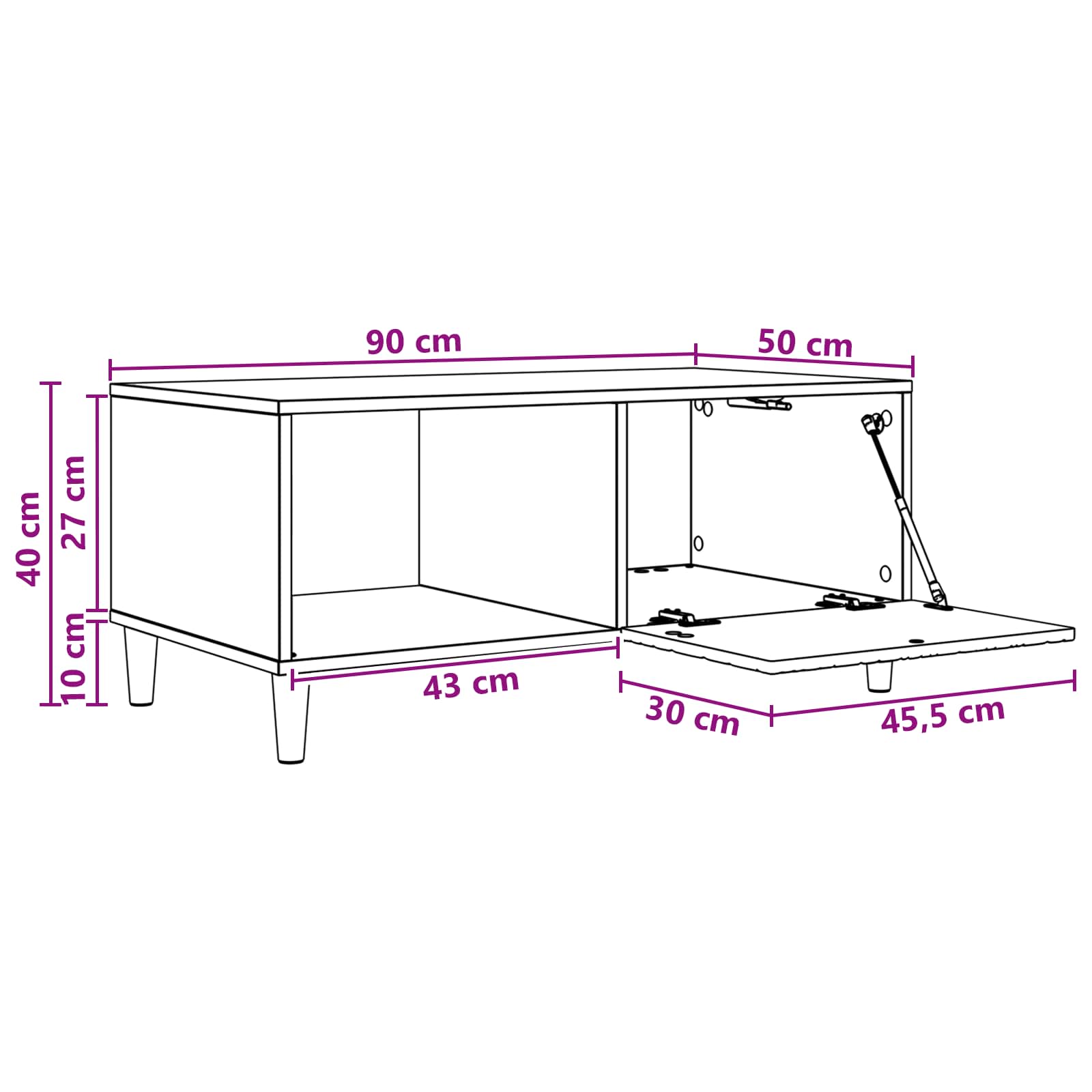 vidaXL Salontafel Wit 90 x 50 x 40 cm Bewerkt hout