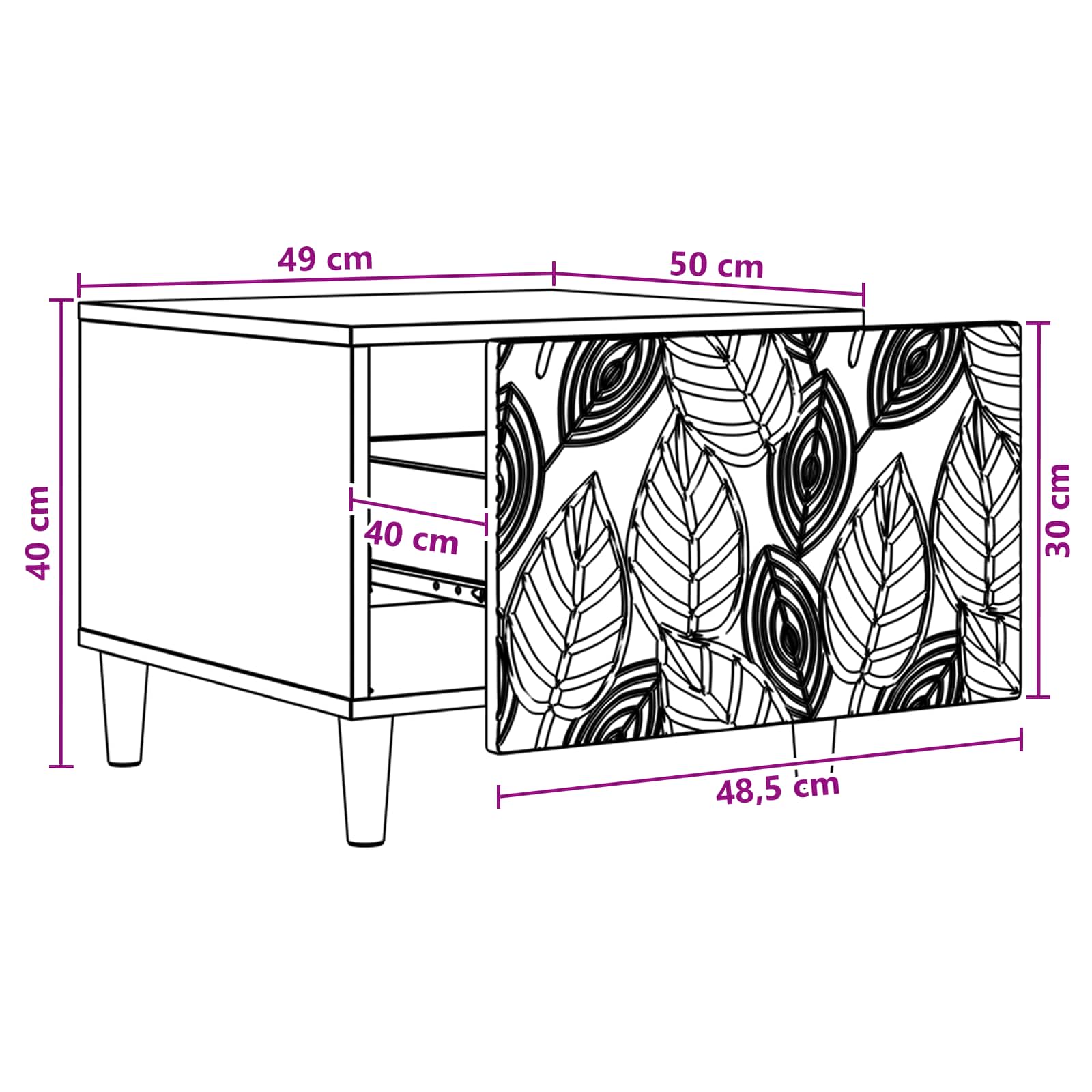 vidaXL Salontafel Wit 50 x 49 x 40 cm Bewerkt hout