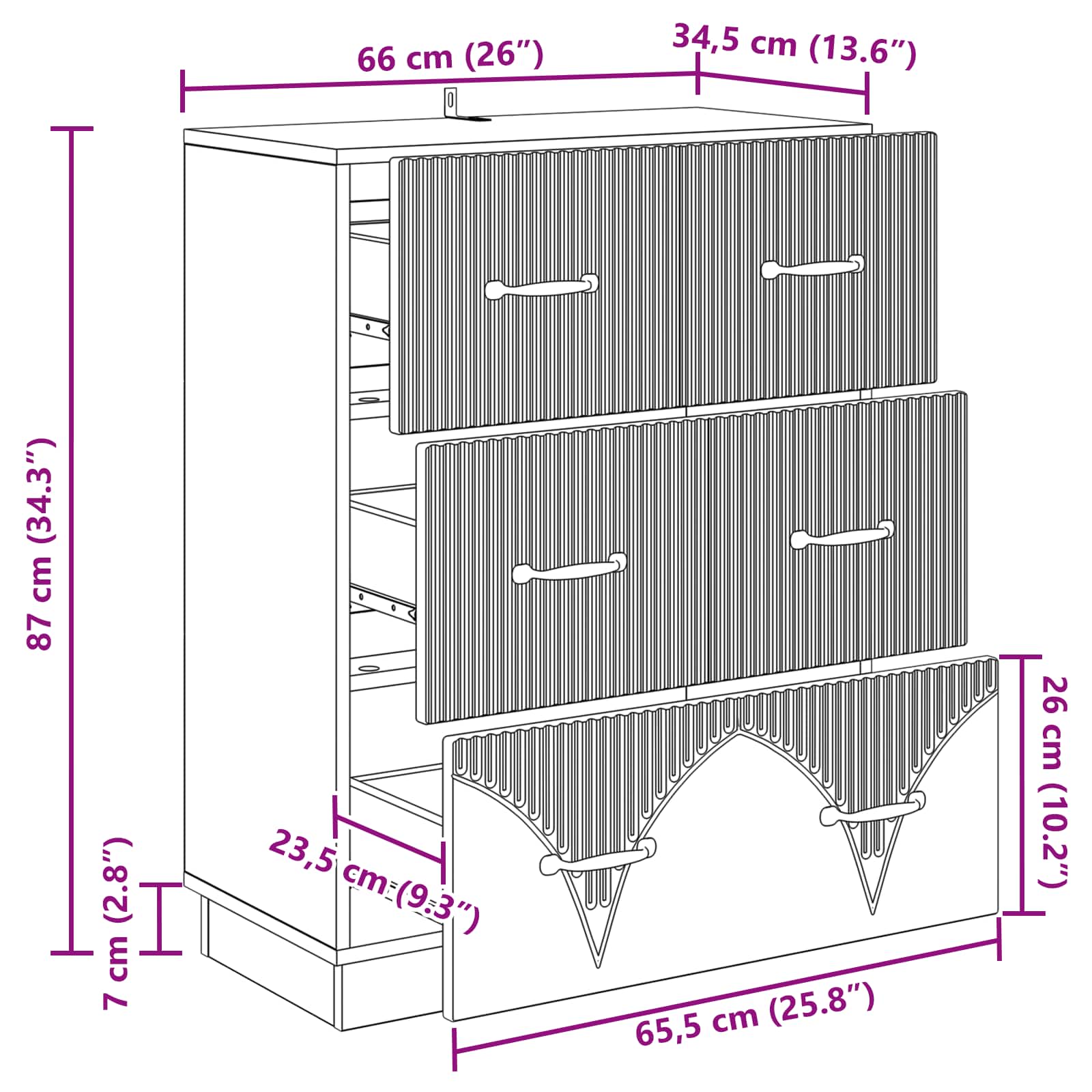 vidaXL Ladenkast Zwart 66 x 34,5 x 87 cm Bewerkt hout