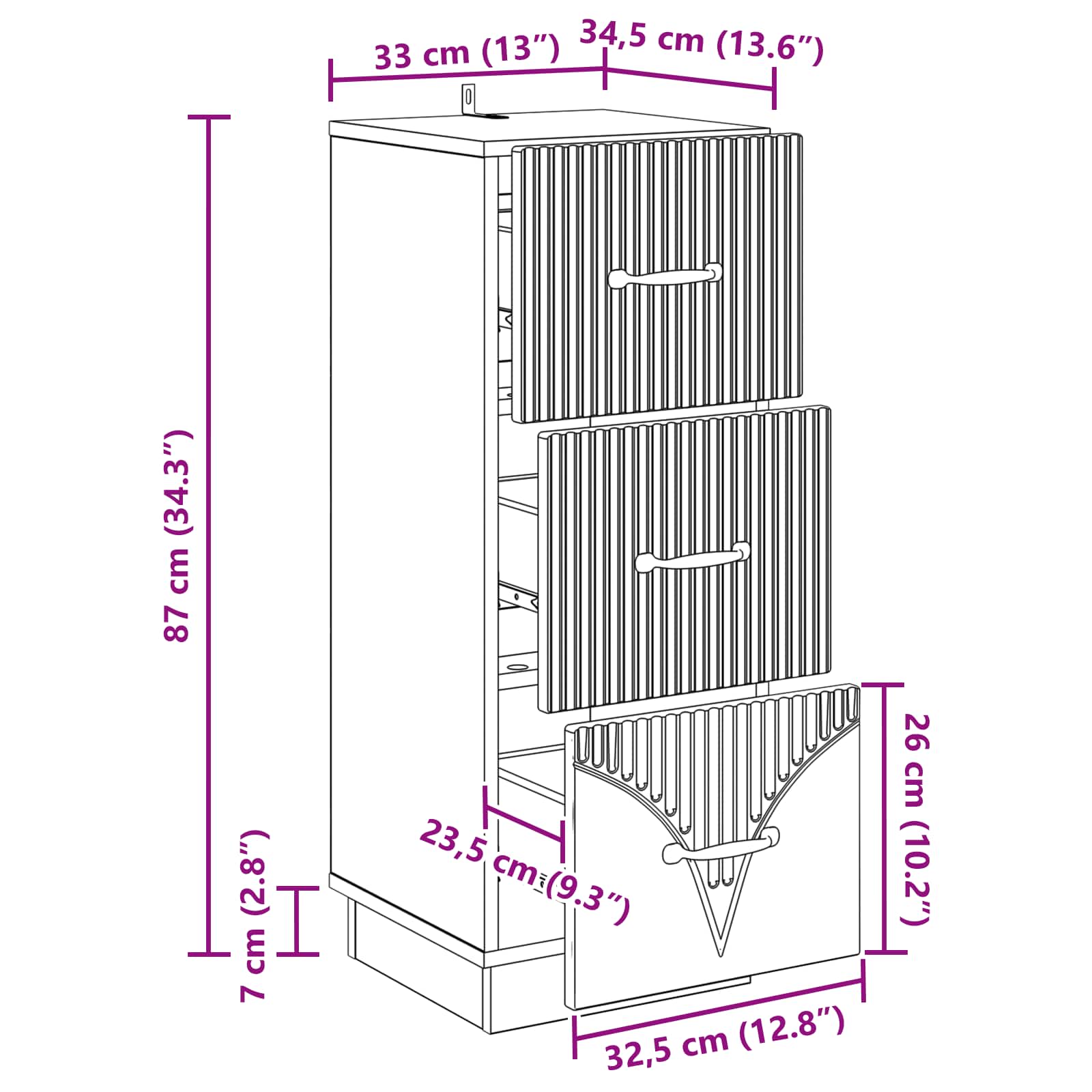 vidaXL Ladenkast Zwart 33 x 34,5 x 87 cm Bewerkt hout