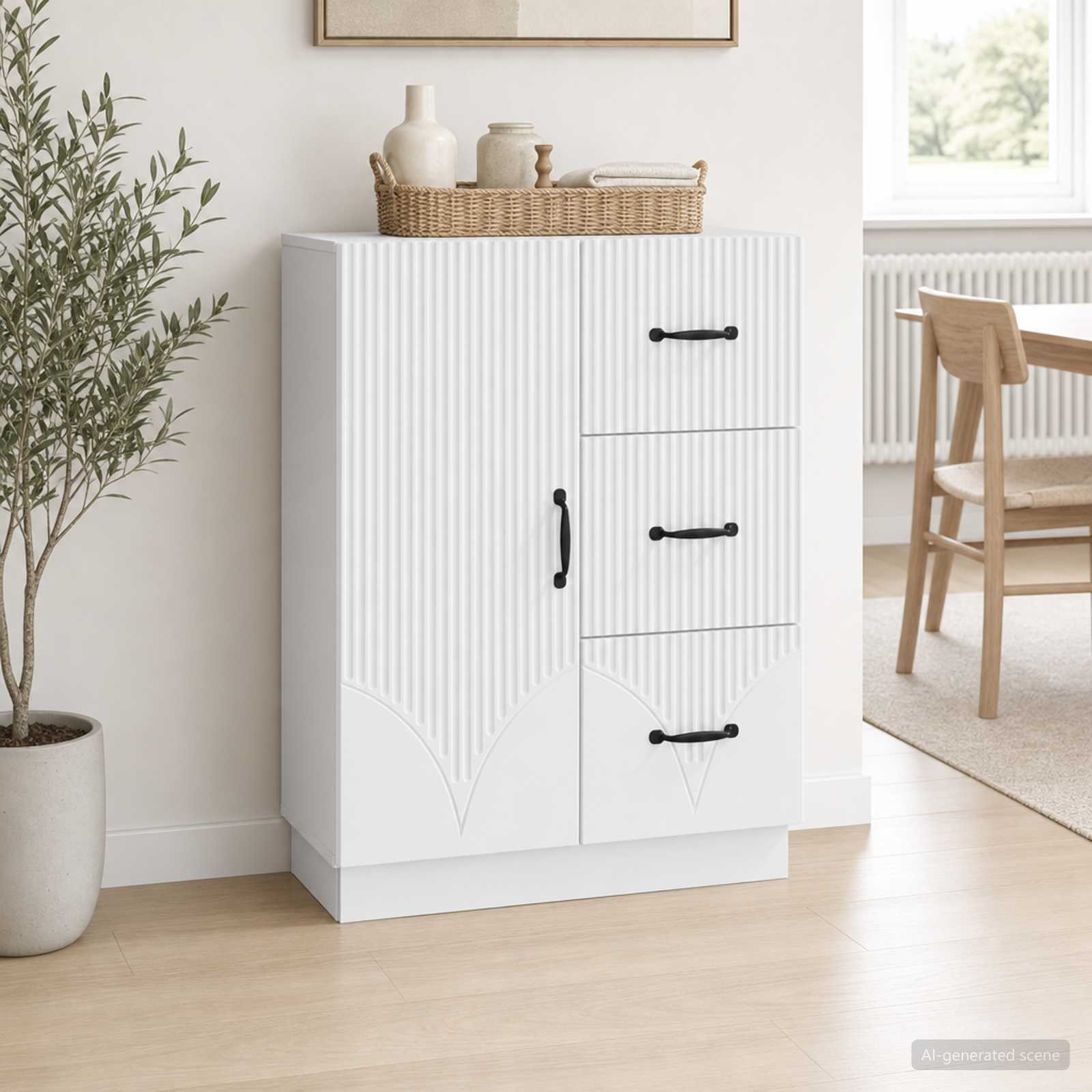 vidaXL Dressoir met lade Zwart 66 x 34,5 x 87 cm Bewerkt hout