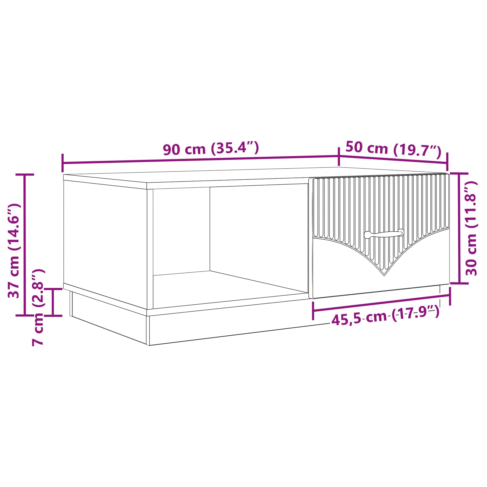vidaXL Salontafel Zwart 90 x 50 x 37 cm Bewerkt hout