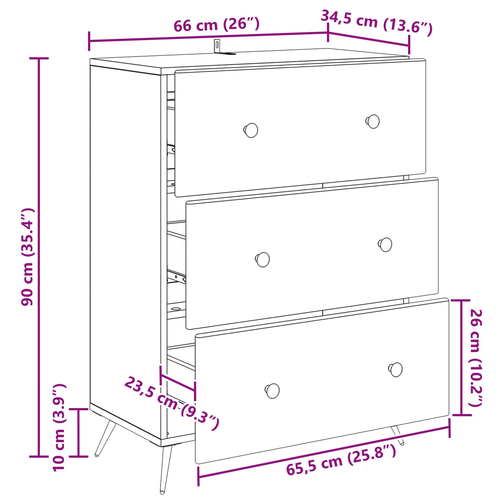 vidaXL Ladenkast Zwart 66 x 34,5 x 90 cm Bewerkt hout
