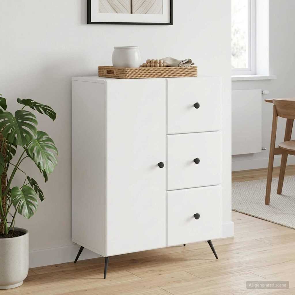 vidaXL Dressoir met lade Zwart 66 x 34,5 x 90 cm Bewerkt hout